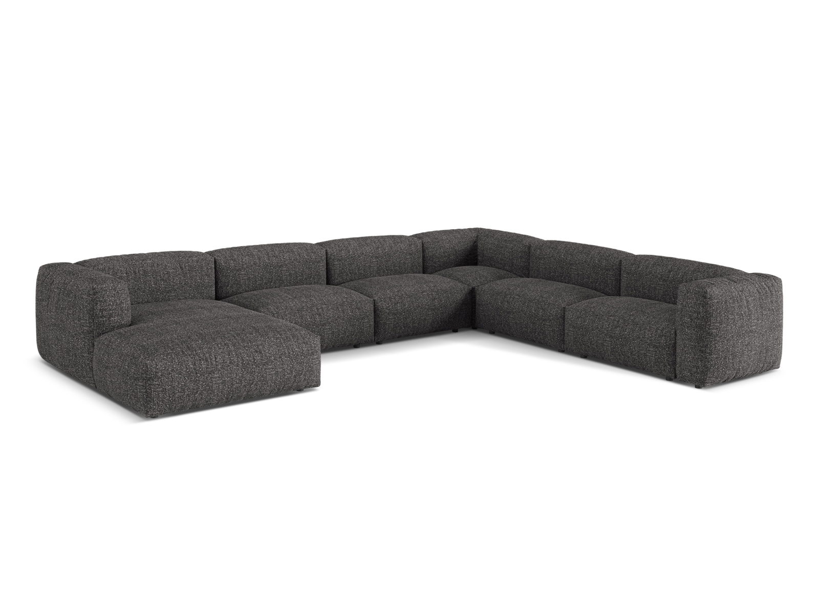 Boucle Modular Right Corner Sofa XL, "Martina", 6 Seats, 406x316x75