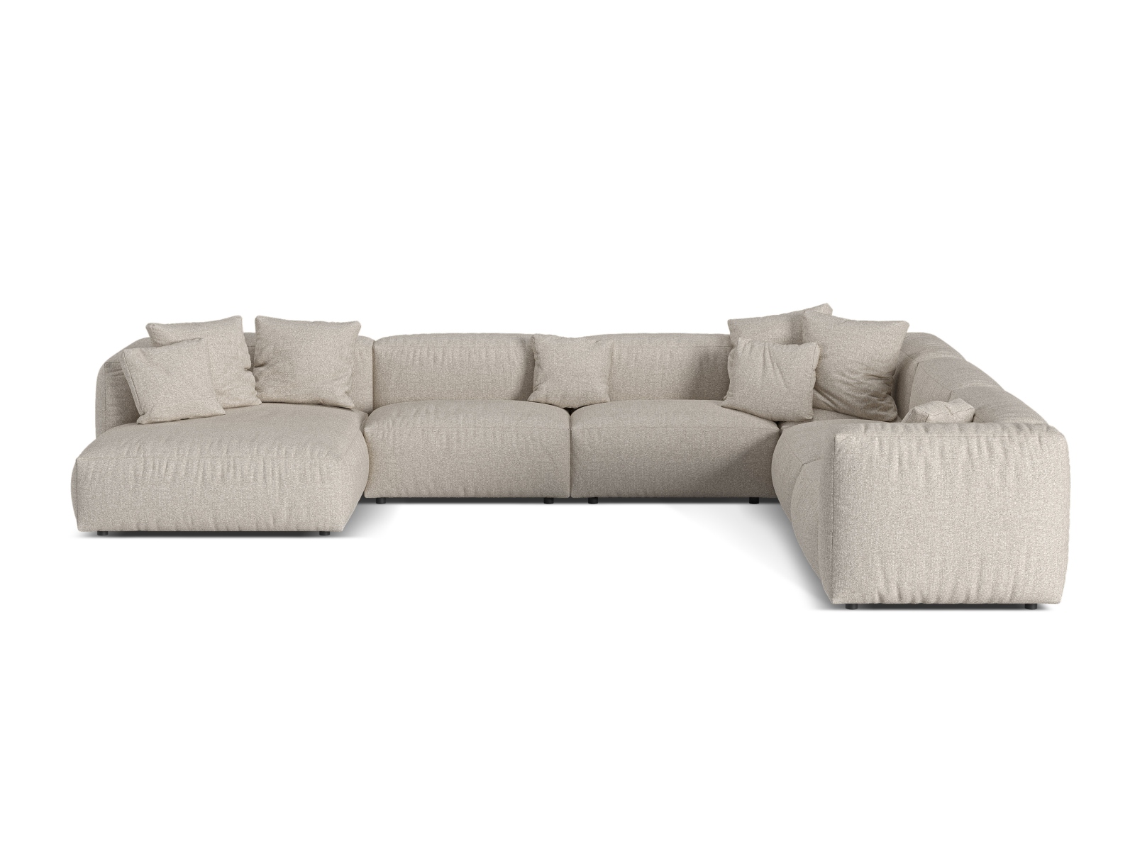 Boucle Modular Right Corner Sofa XL, "Martina", 6 Seats, 406x316x75
