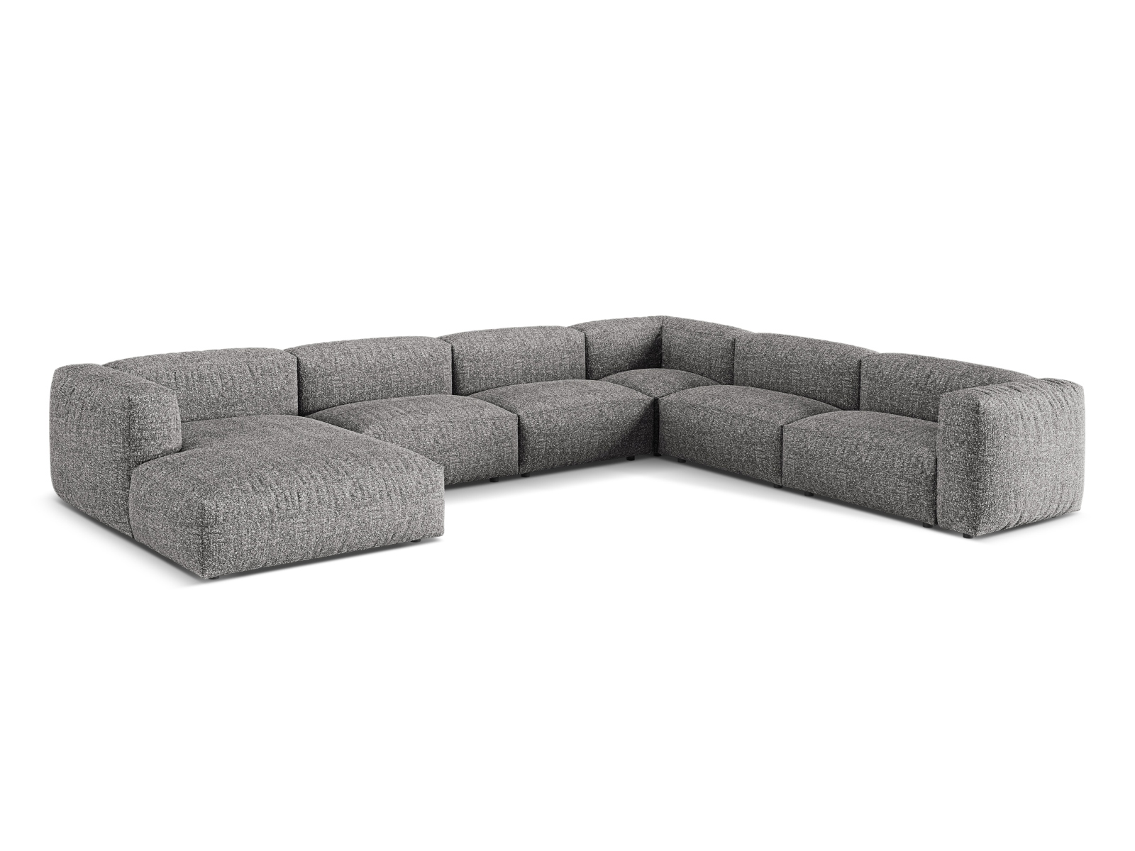 Boucle Modular Right Corner Sofa XL, "Martina", 6 Seats, 406x316x75