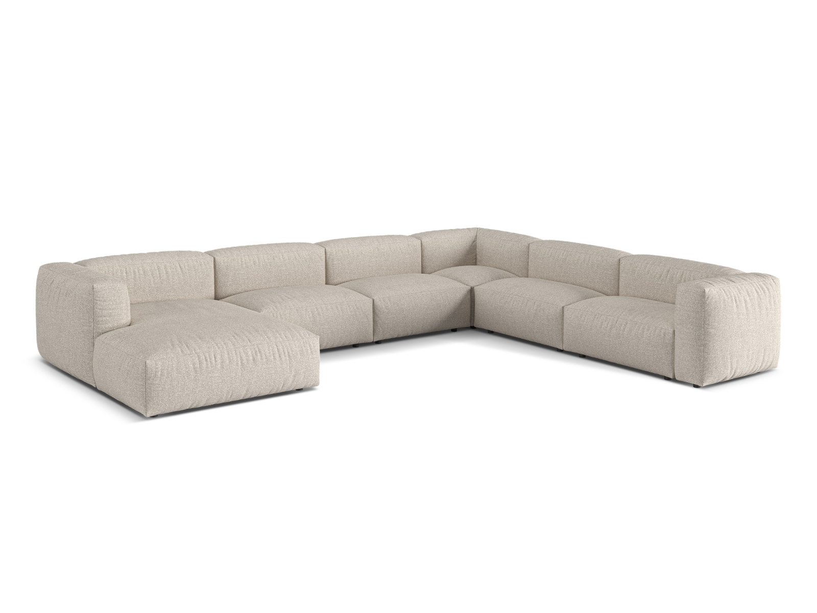 Boucle Modular Right Corner Sofa XL, "Martina", 6 Seats, 406x316x75