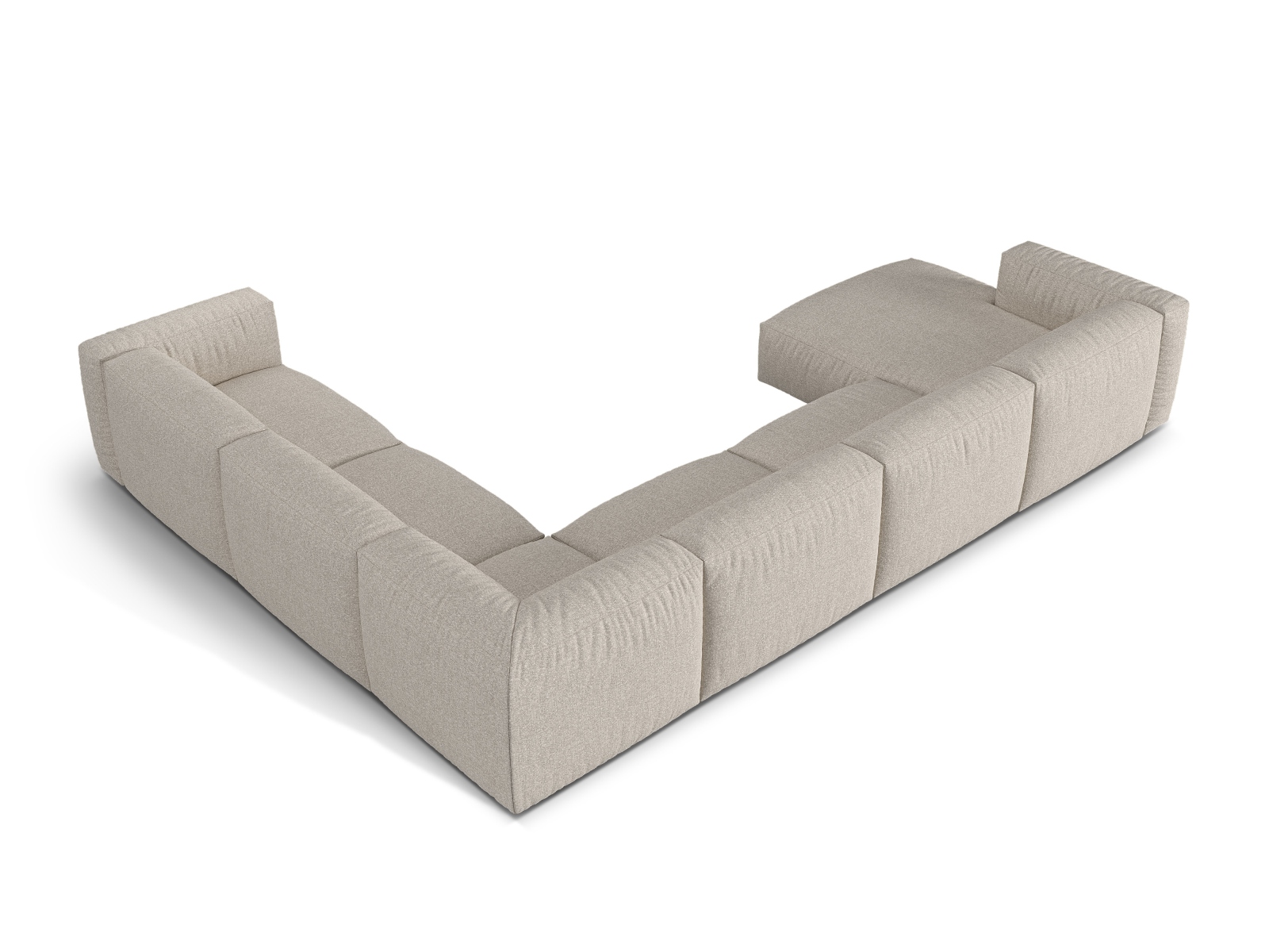 Boucle Modular Right Corner Sofa XL, "Martina", 6 Seats, 406x316x75