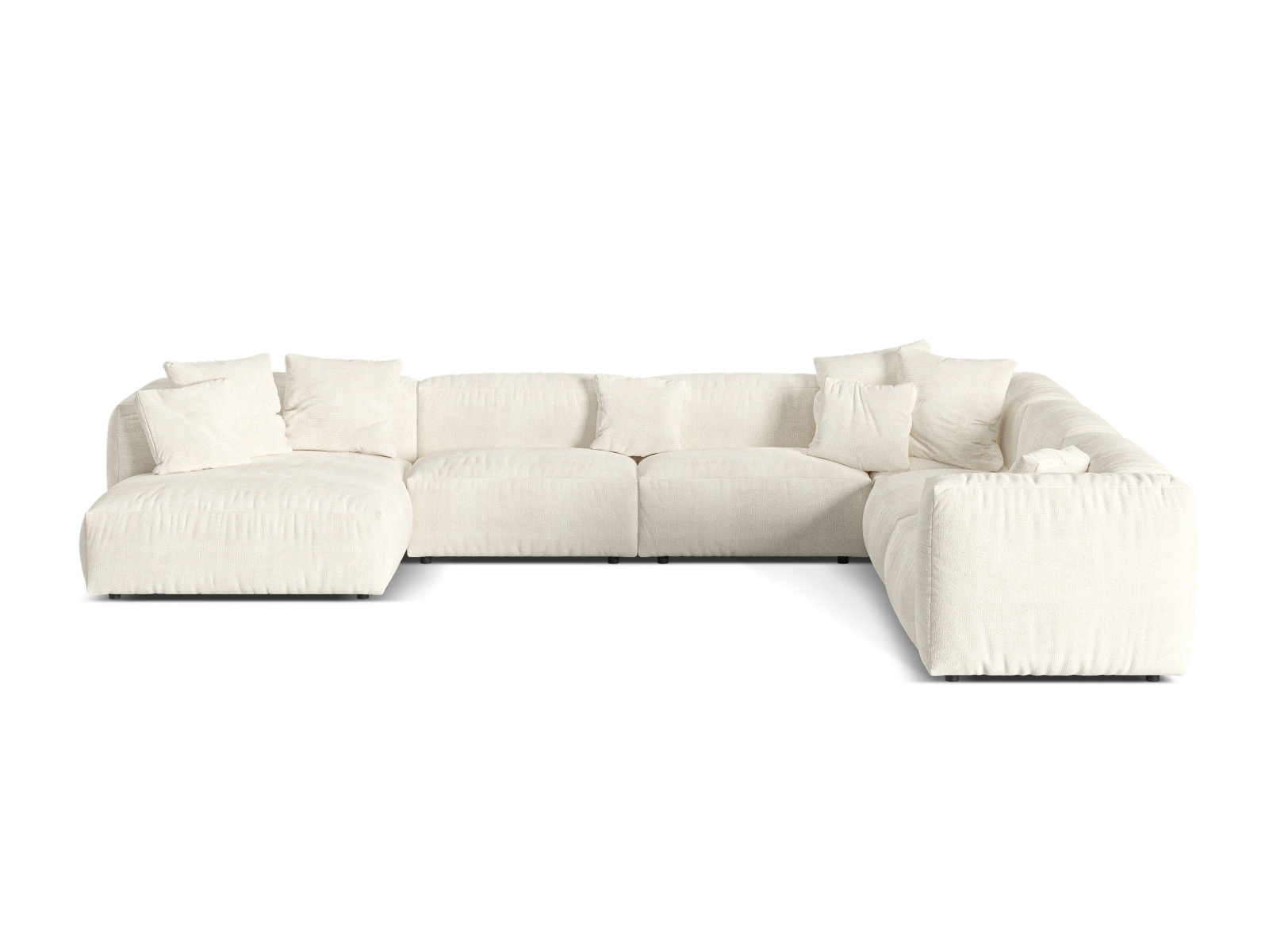 Boucle Modular Right Corner Sofa XL, "Martina", 6 Seats, 406x316x75