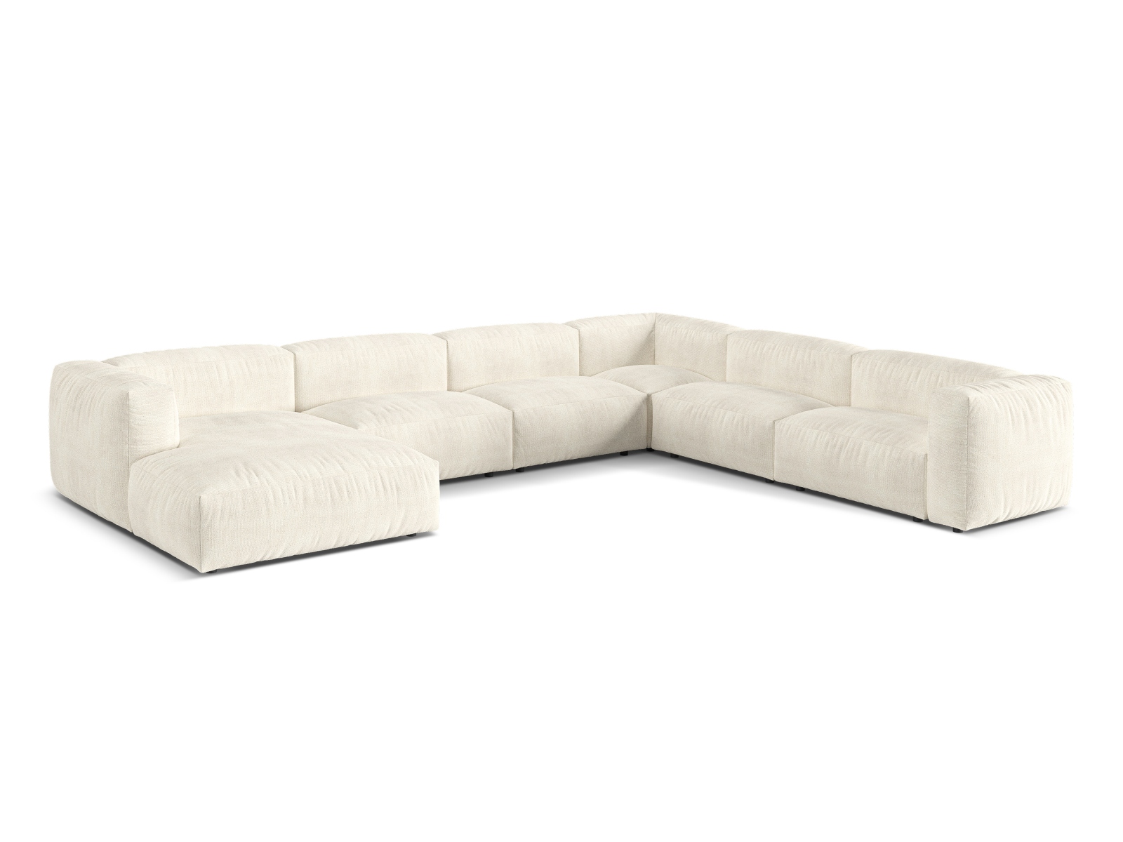 Boucle Modular Right Corner Sofa XL, "Martina", 6 Seats, 406x316x75