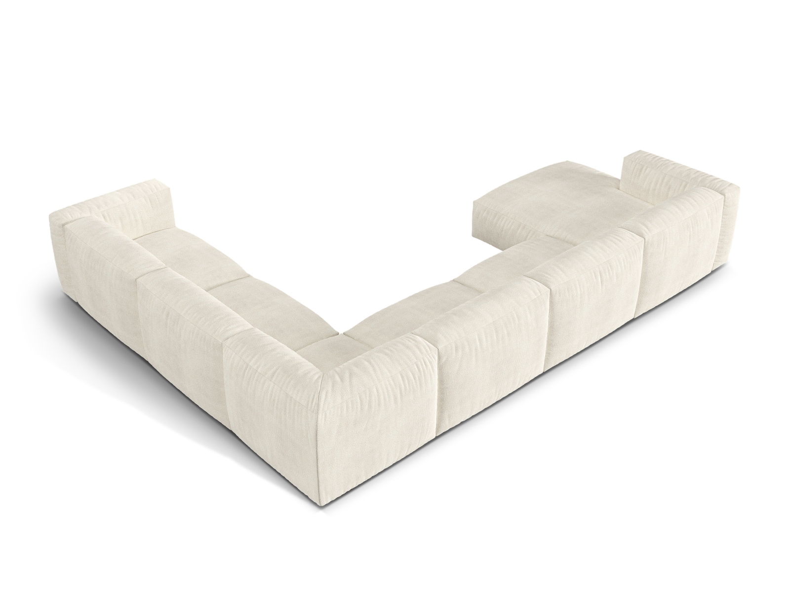 Boucle Modular Right Corner Sofa XL, "Martina", 6 Seats, 406x316x75