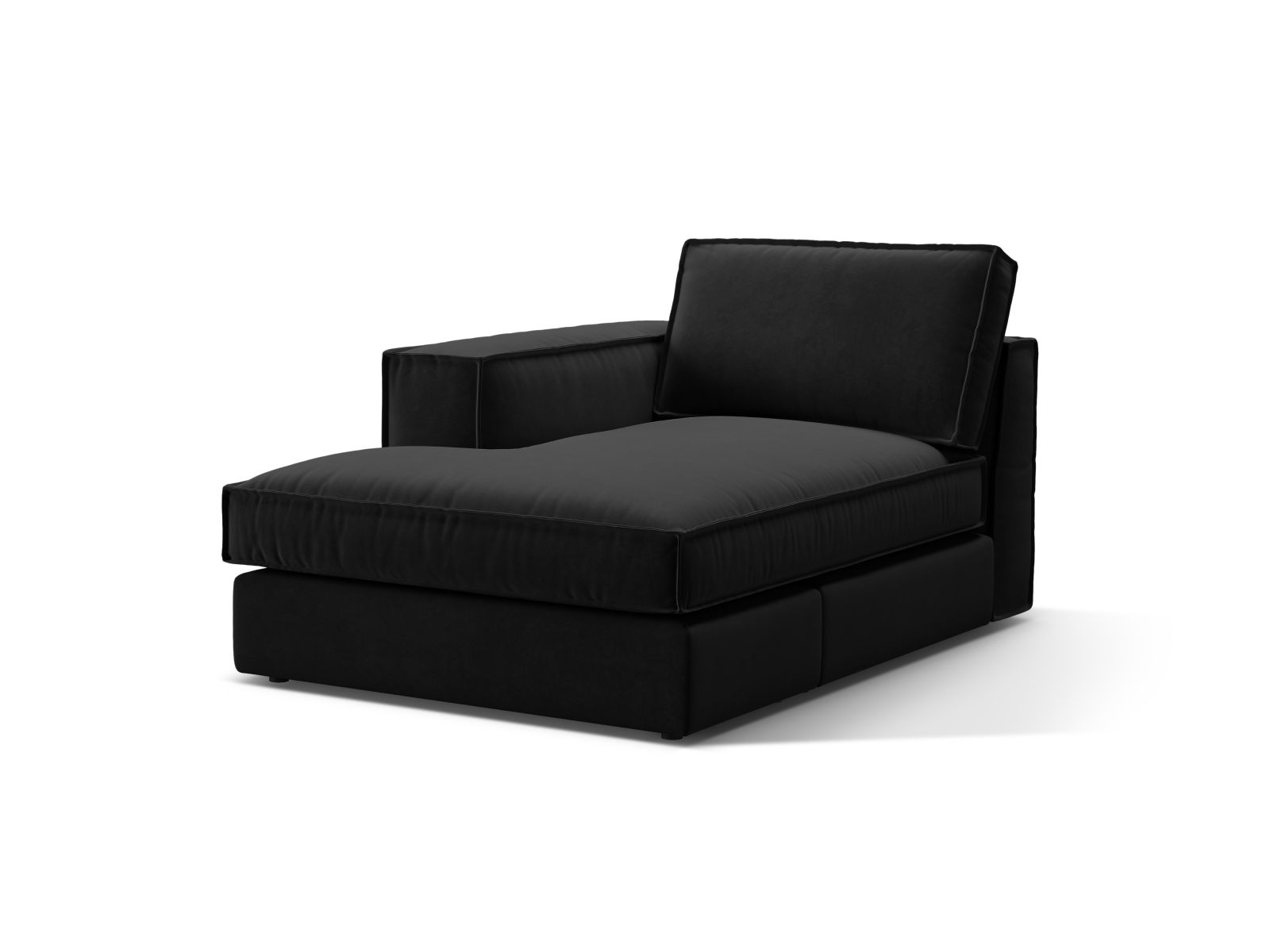 Velvet Chaise Longue Left, "Pola", 1 Seat, 103x158x88