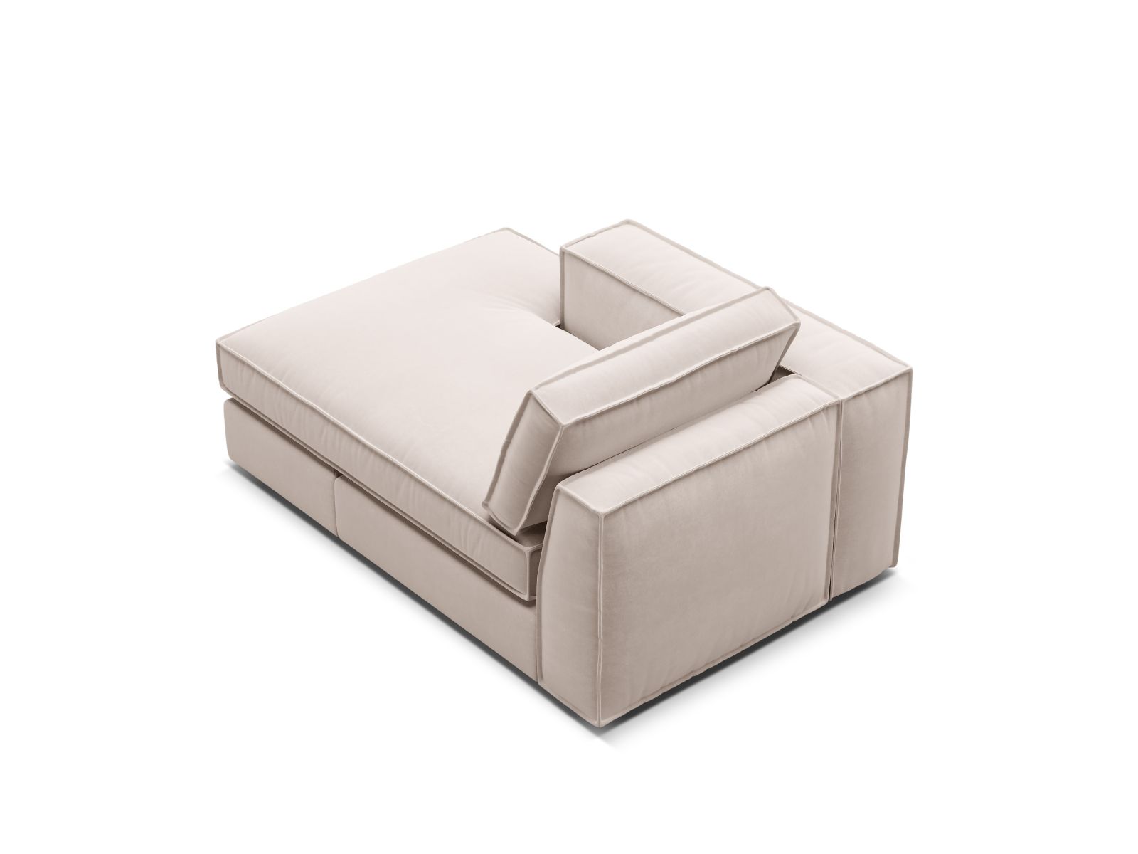 Velvet Chaise Longue Left, "Pola", 1 Seat, 103x158x88