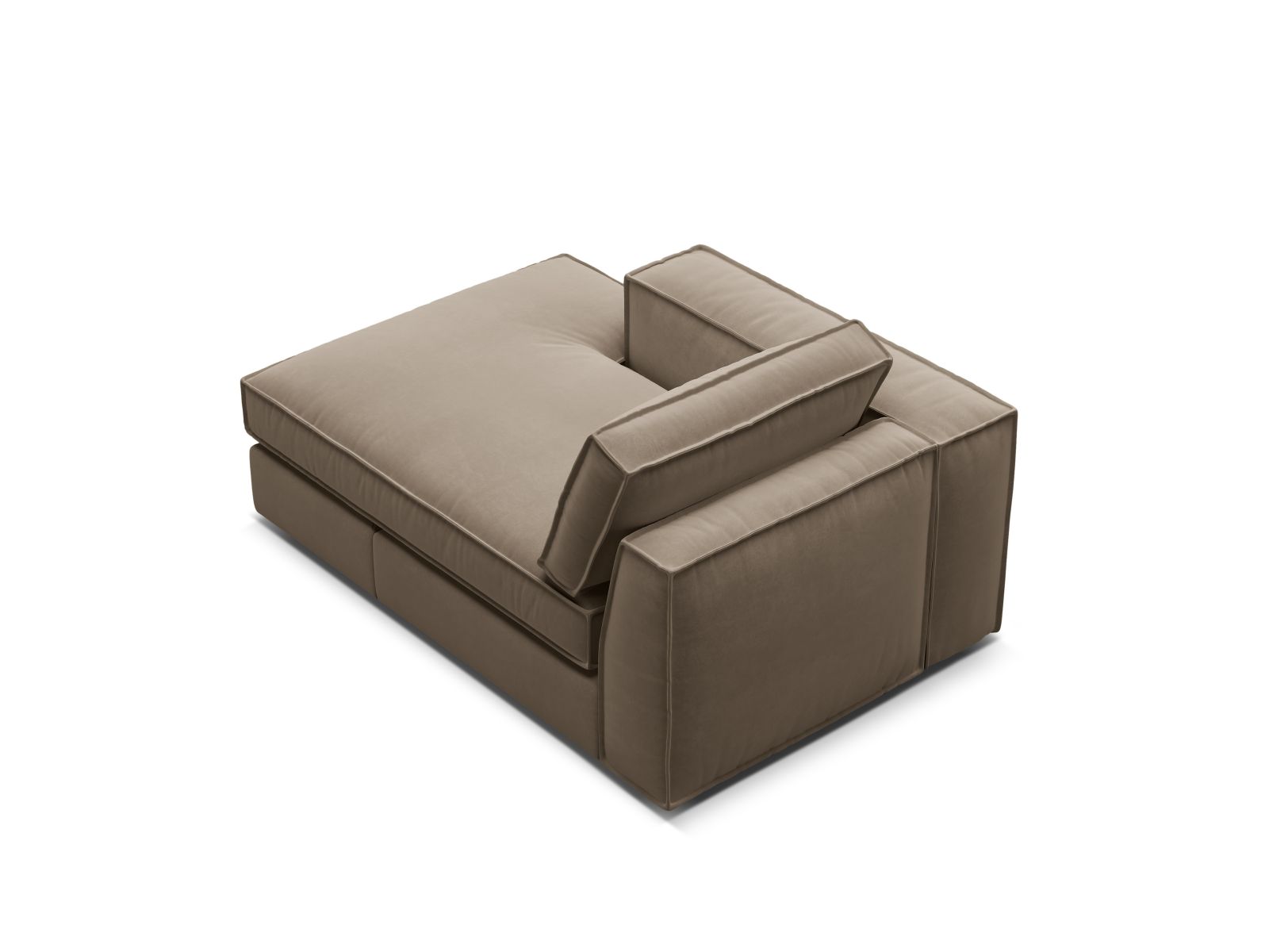 Velvet Chaise Longue Left, "Pola", 1 Seat, 103x158x88