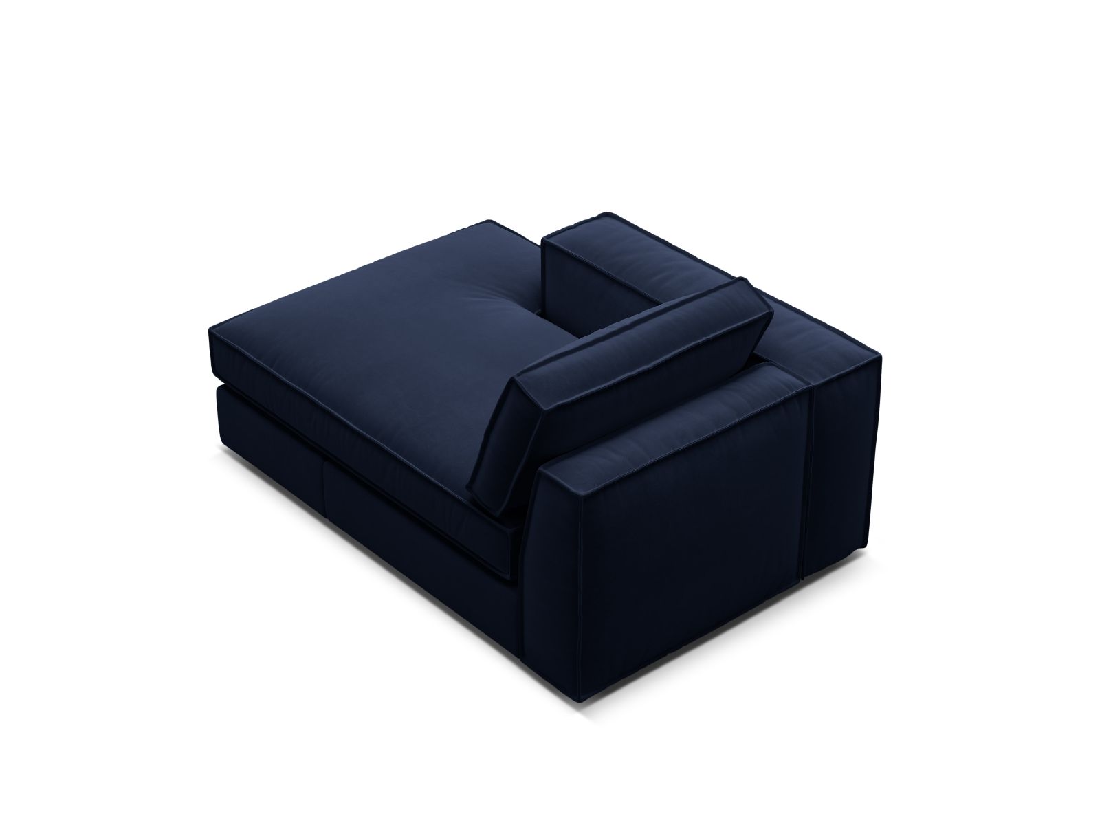 Velvet Chaise Longue Left, "Pola", 1 Seat, 103x158x88
