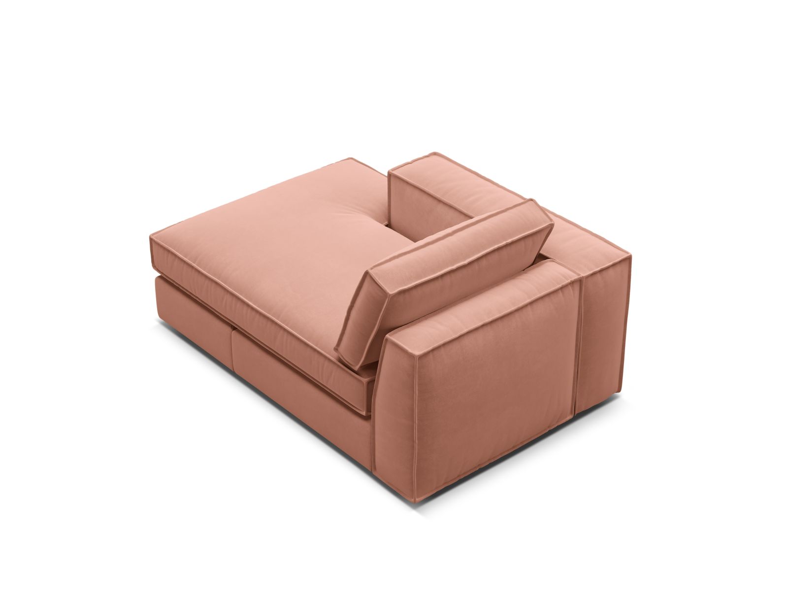 Velvet Chaise Longue Left, "Pola", 1 Seat, 103x158x88