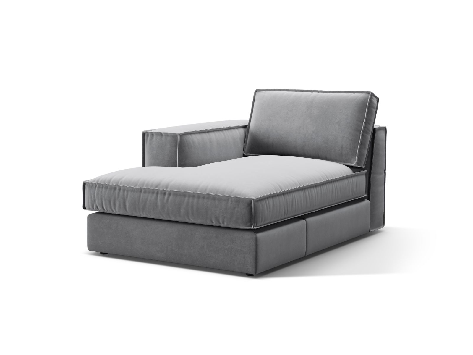 Velvet Chaise Longue Left, "Pola", 1 Seat, 103x158x88