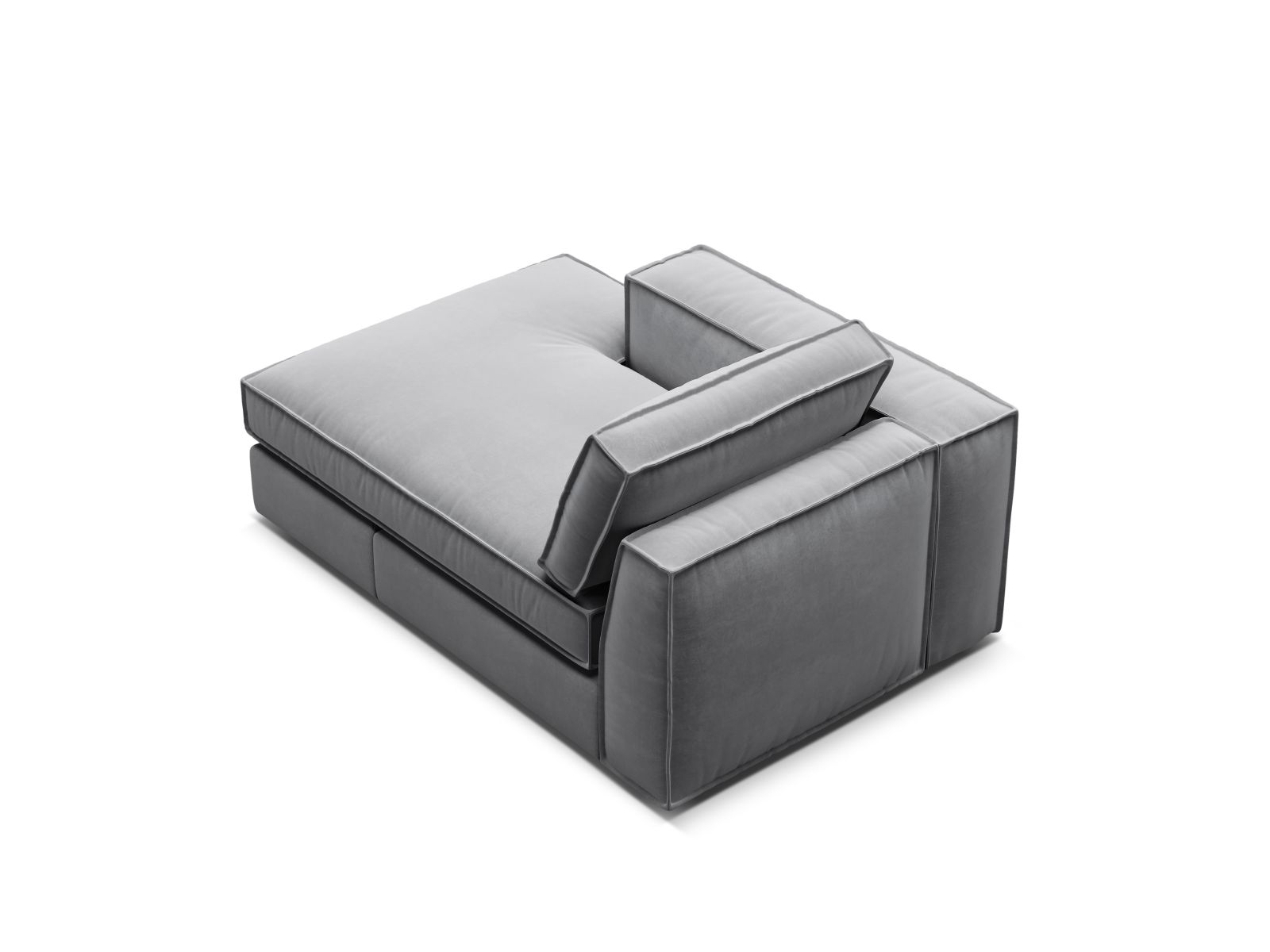 Velvet Chaise Longue Left, "Pola", 1 Seat, 103x158x88