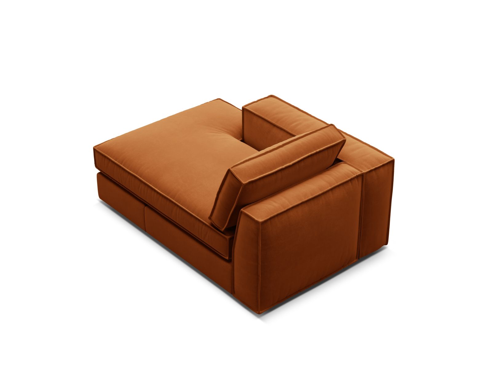 Velvet Chaise Longue Left, "Pola", 1 Seat, 103x158x88