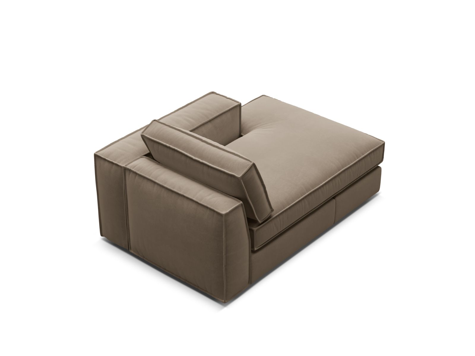 Velvet Chaise Longue Right, "Pola", 1 Seat, 103x158x88