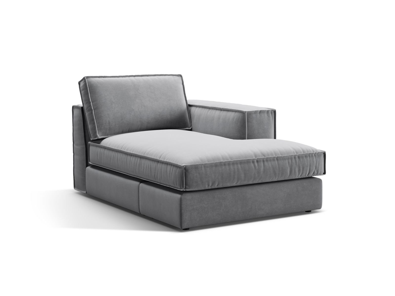 Velvet Chaise Longue Right, "Pola", 1 Seat, 103x158x88