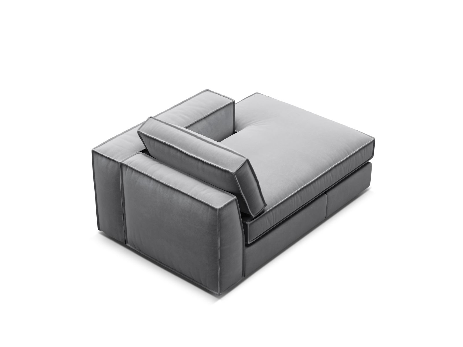 Velvet Chaise Longue Right, "Pola", 1 Seat, 103x158x88