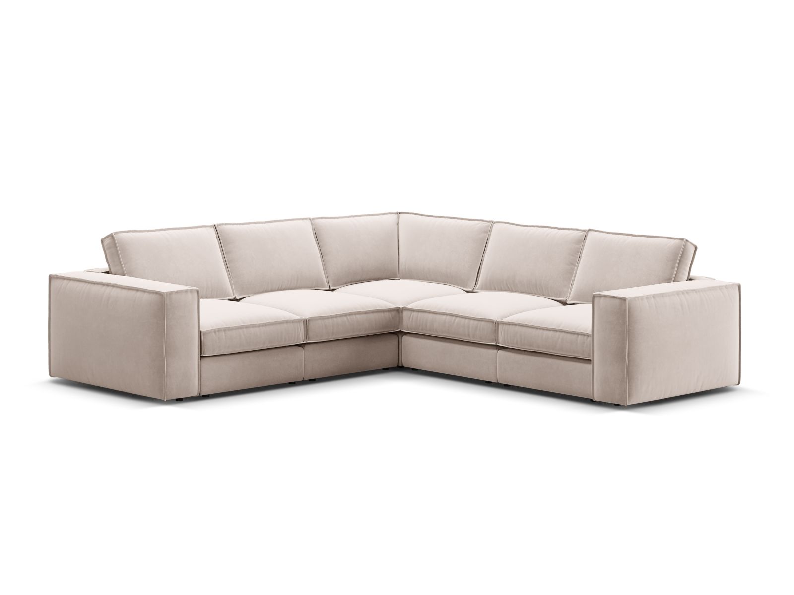 Velvet Symmetrical Modular Corner Sofa, "Pola", 4 Seats, 284x284x88