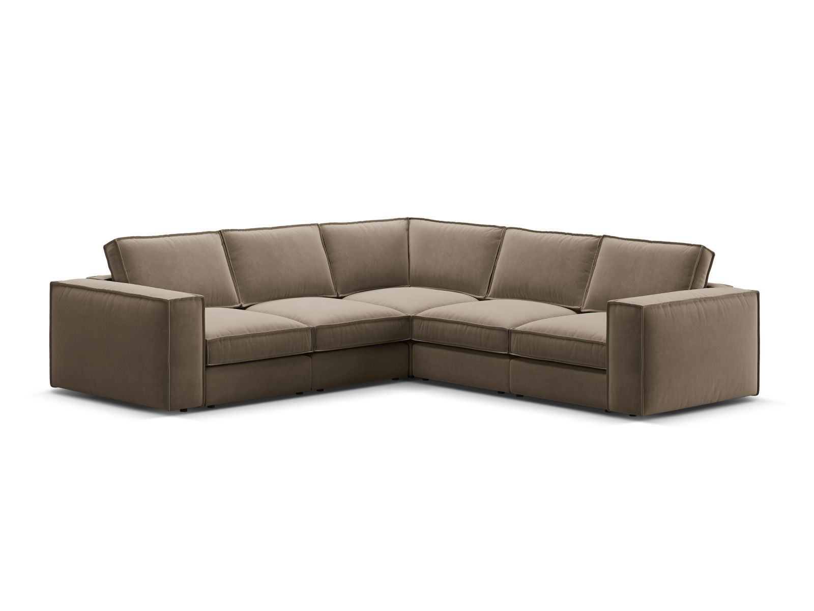 Velvet Symmetrical Modular Corner Sofa, "Pola", 4 Seats, 284x284x88