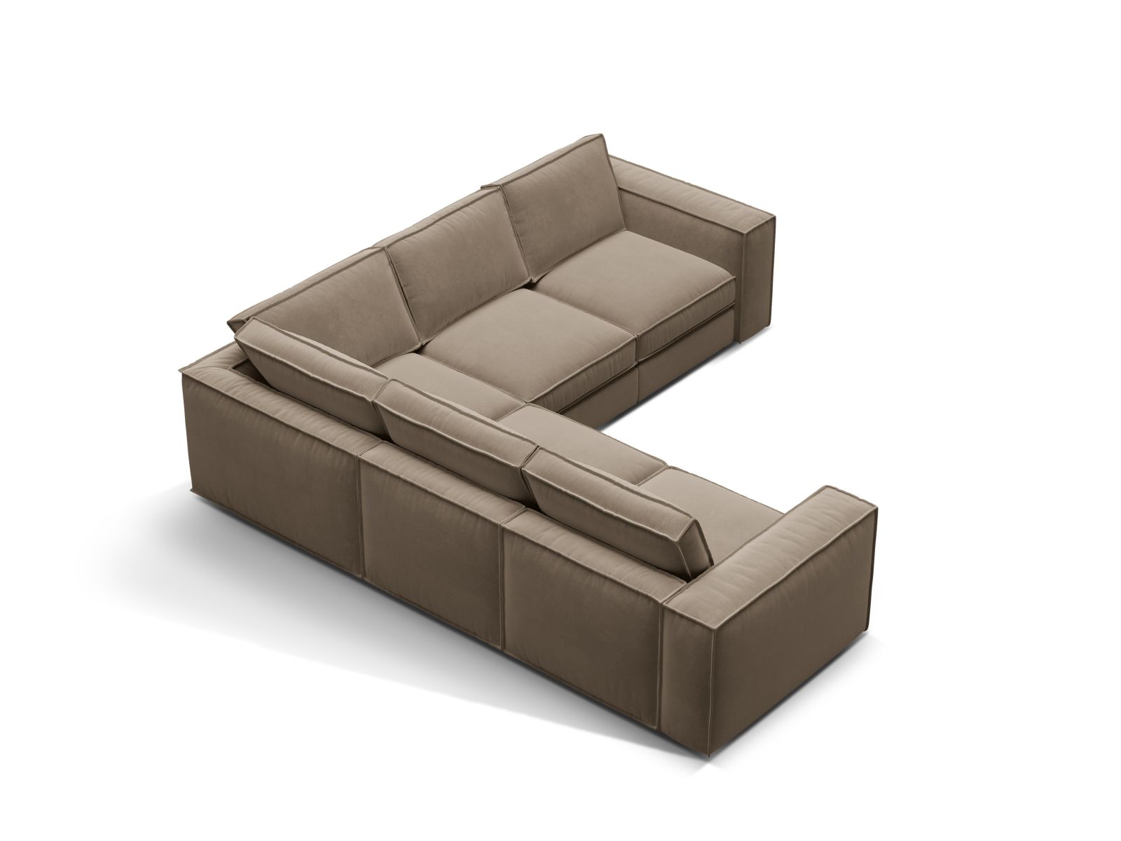 Velvet Symmetrical Modular Corner Sofa, "Pola", 4 Seats, 284x284x88