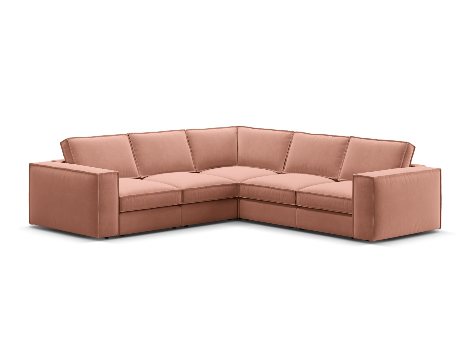Velvet Symmetrical Modular Corner Sofa, "Pola", 4 Seats, 284x284x88