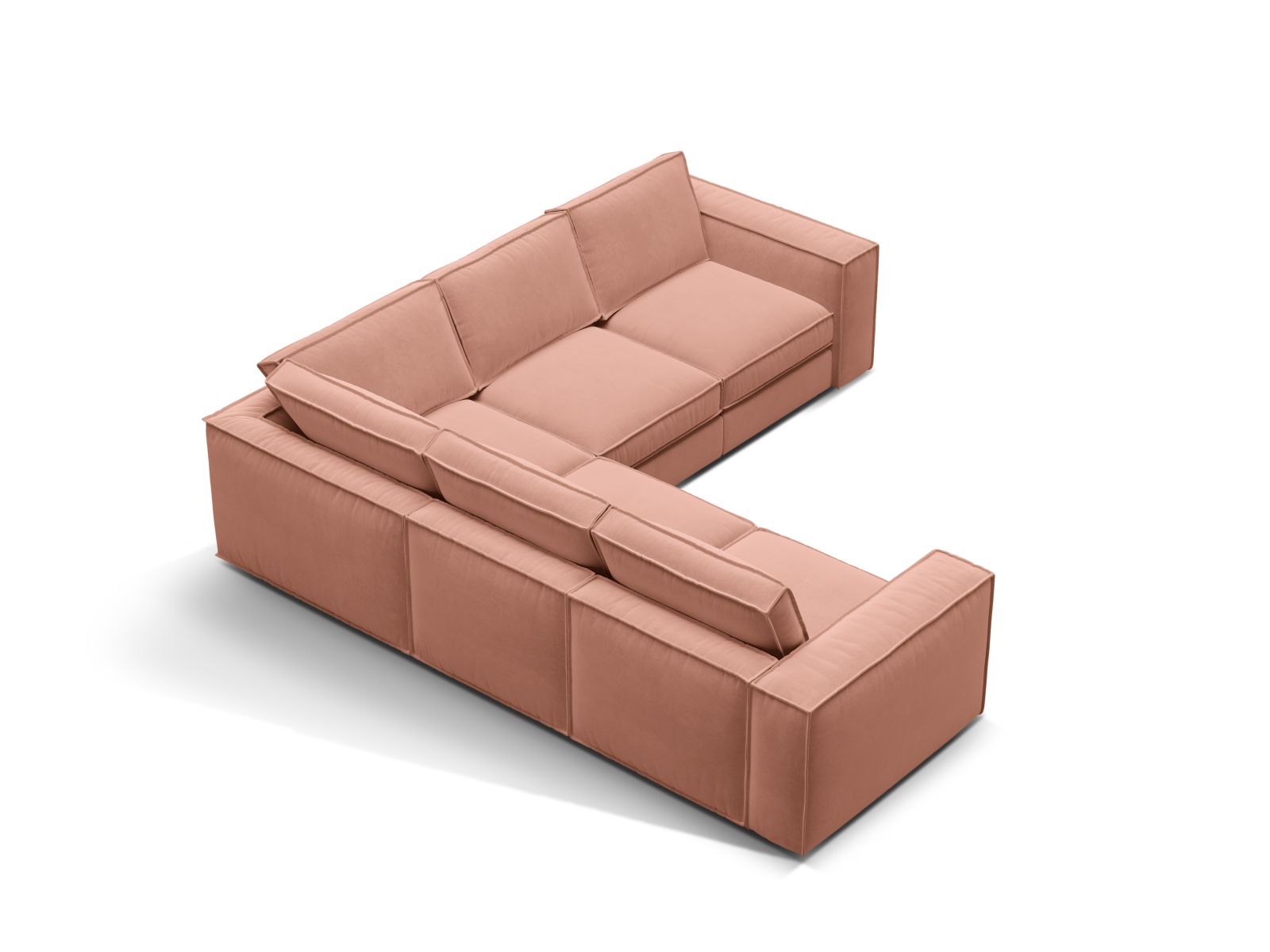 Velvet Symmetrical Modular Corner Sofa, "Pola", 4 Seats, 284x284x88