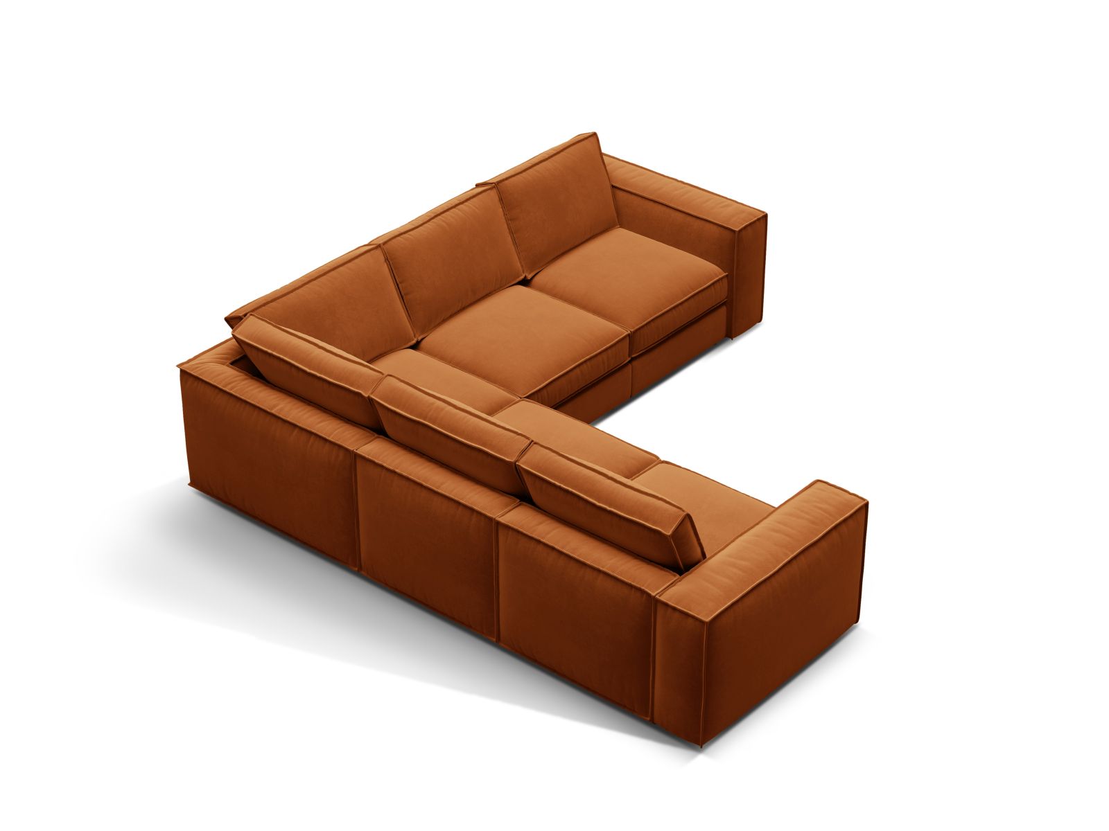 Velvet Symmetrical Modular Corner Sofa, "Pola", 4 Seats, 284x284x88