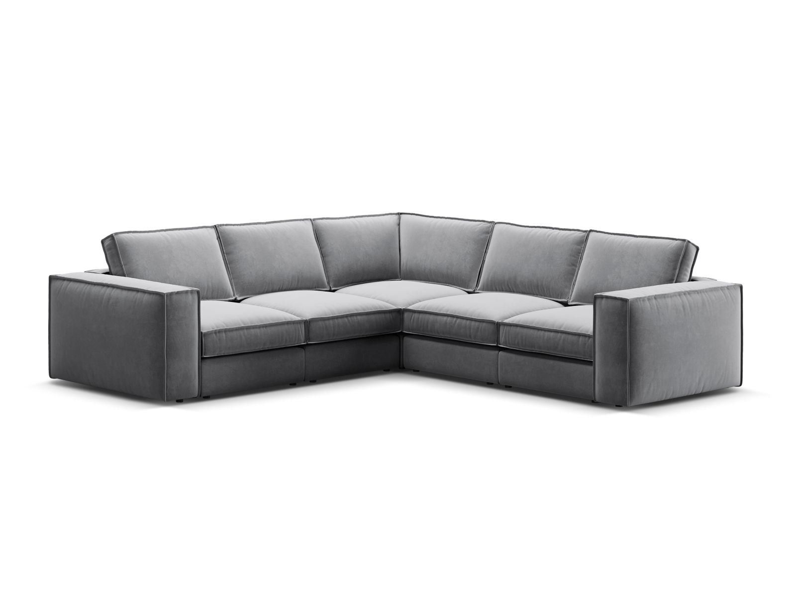 Velvet Symmetrical Modular Corner Sofa, "Pola", 4 Seats, 284x284x88