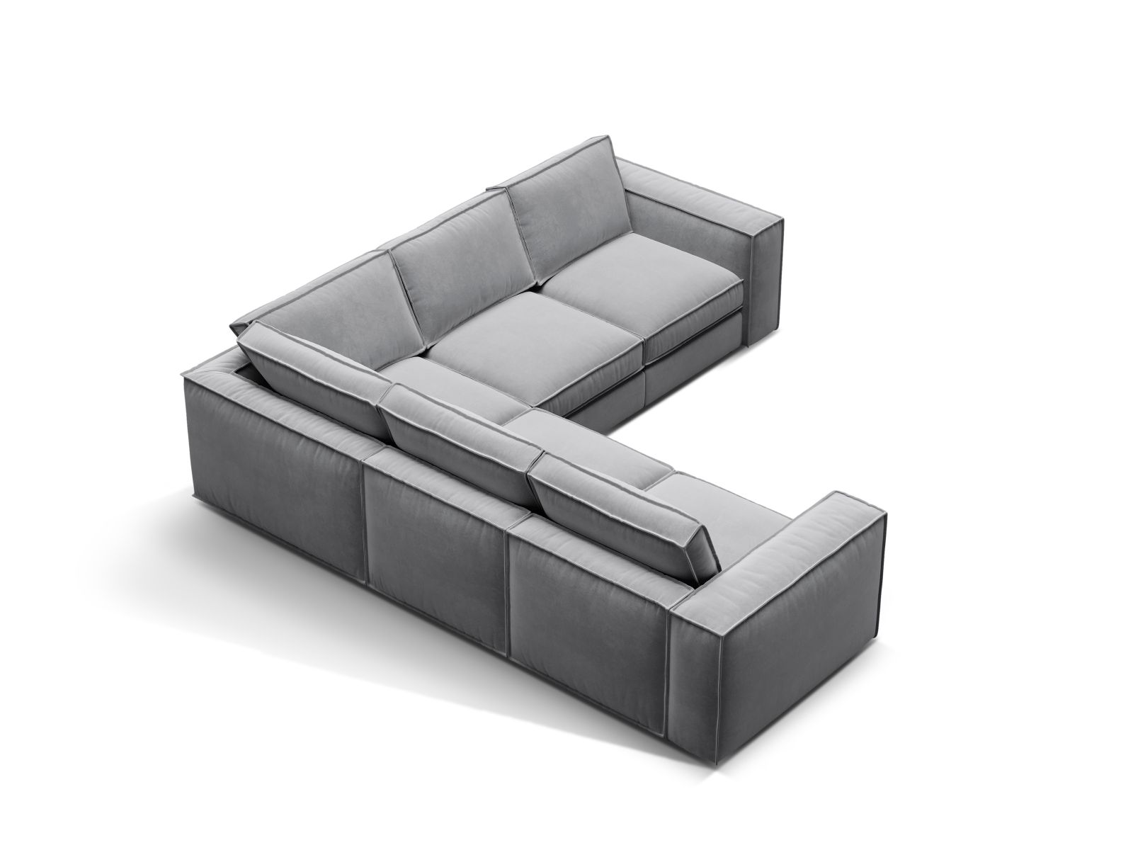 Velvet Symmetrical Modular Corner Sofa, "Pola", 4 Seats, 284x284x88