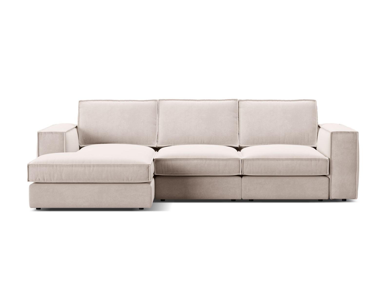 Velvet Modular Left Corner Sofa, "Pola", 3 Seats, 284x158x88