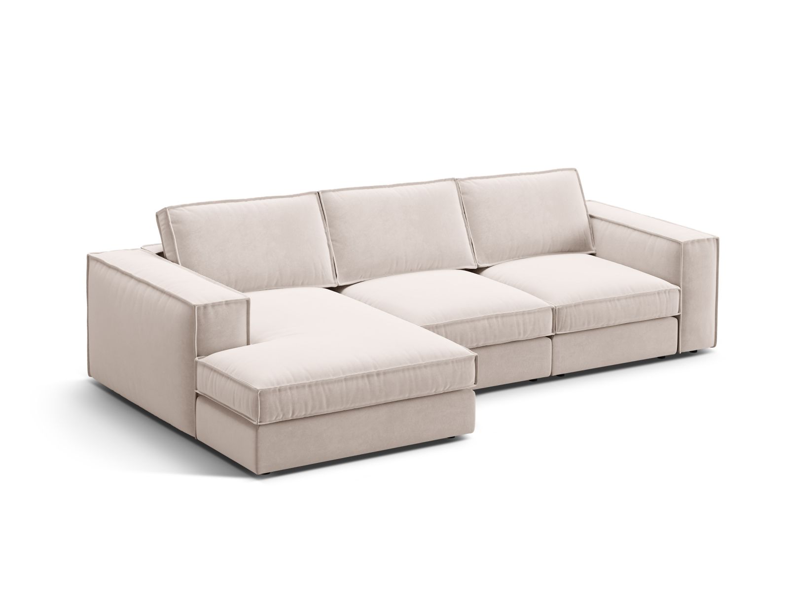 Velvet Modular Left Corner Sofa, "Pola", 3 Seats, 284x158x88