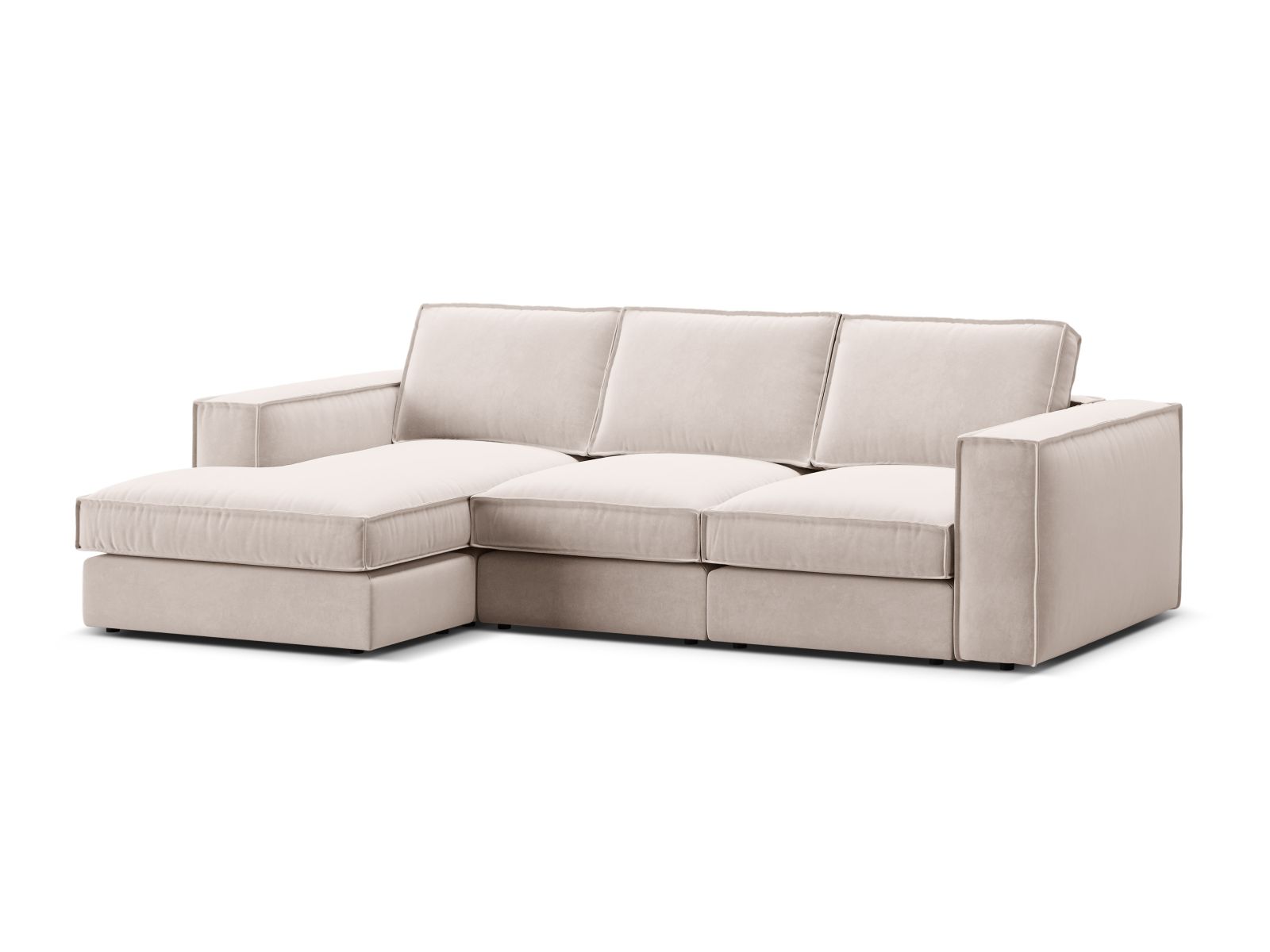 Velvet Modular Left Corner Sofa, "Pola", 3 Seats, 284x158x88