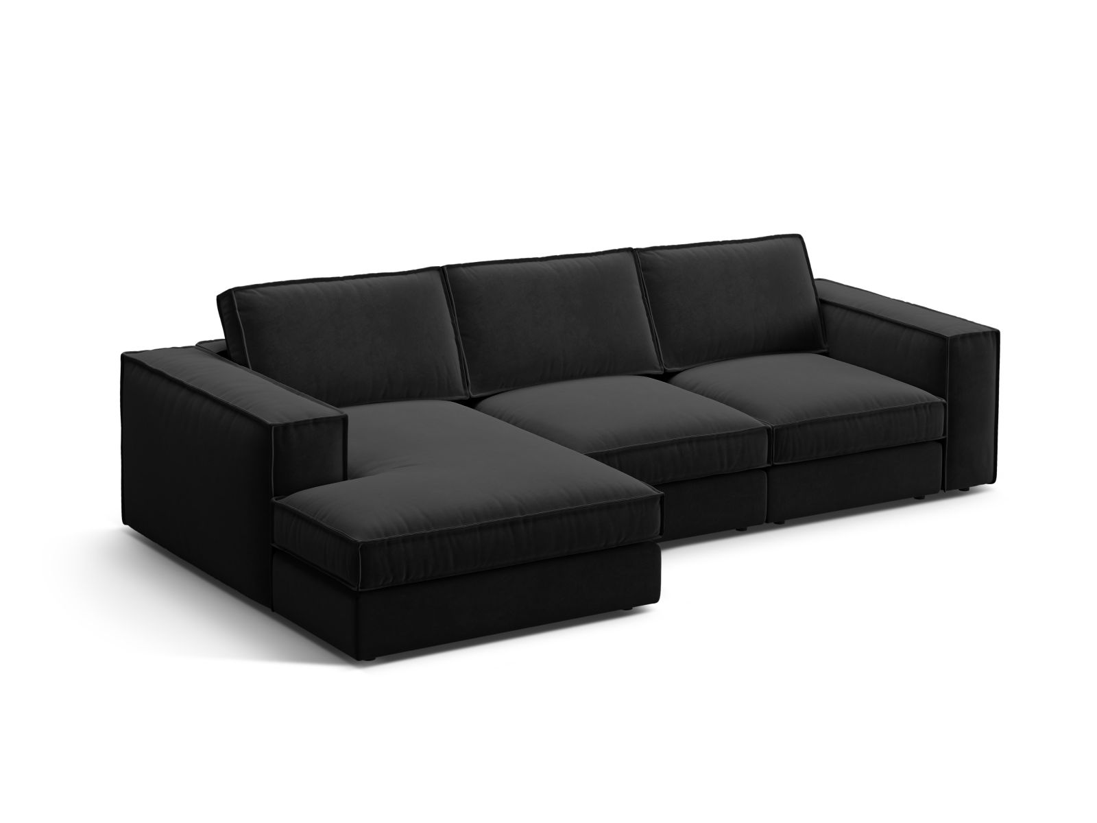 Velvet Modular Left Corner Sofa, "Pola", 3 Seats, 284x158x88