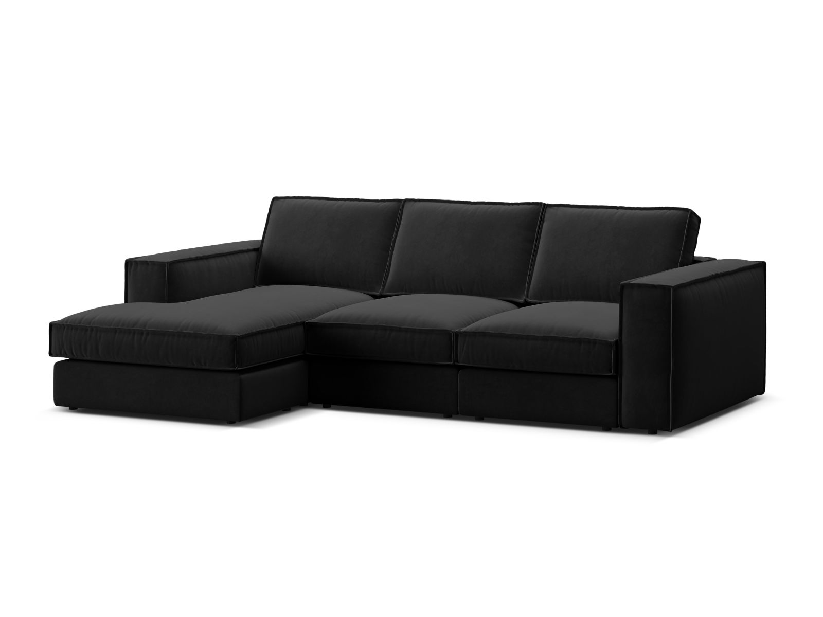 Velvet Modular Left Corner Sofa, "Pola", 3 Seats, 284x158x88
