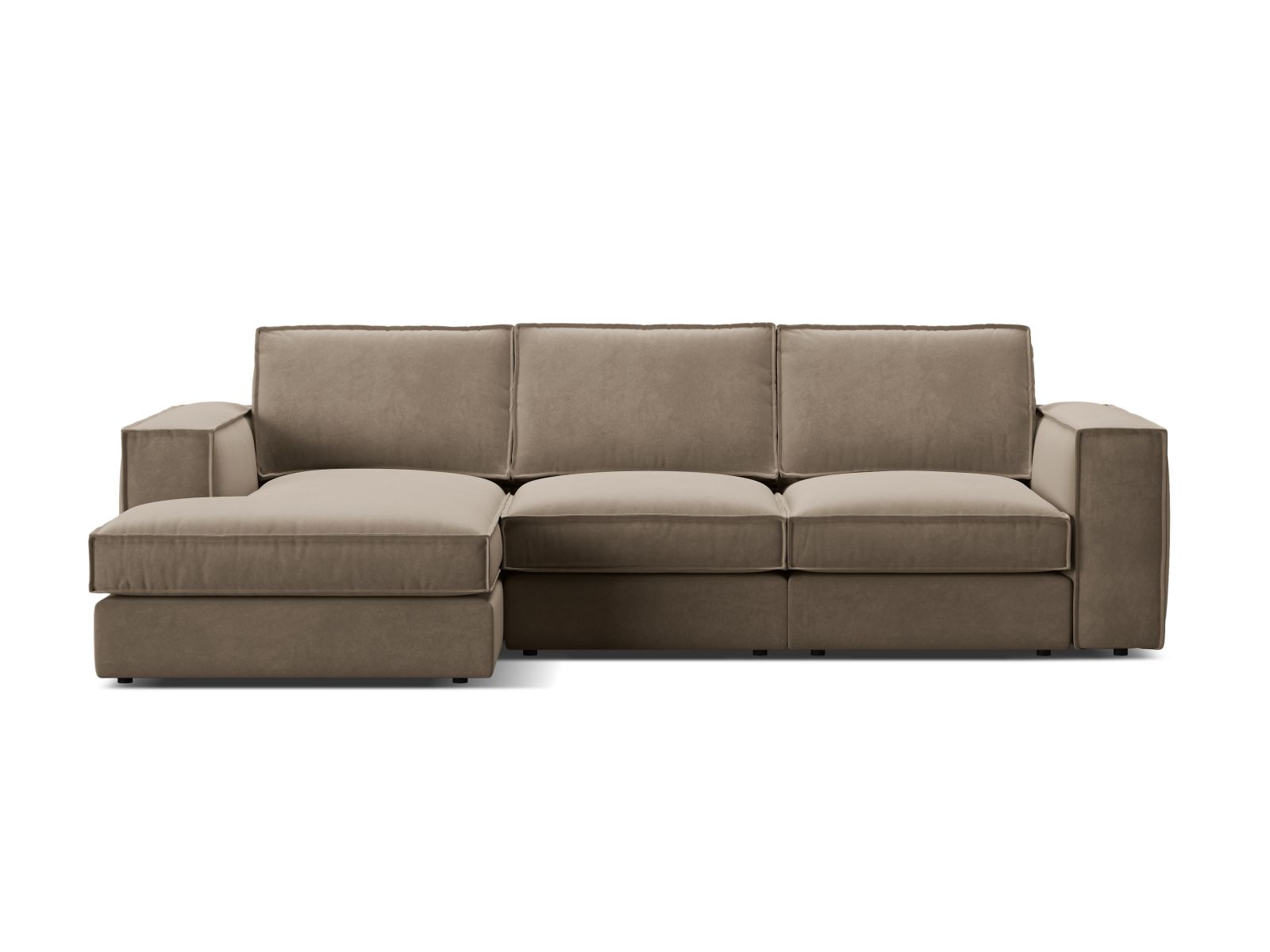 Velvet Modular Left Corner Sofa, "Pola", 3 Seats, 284x158x88