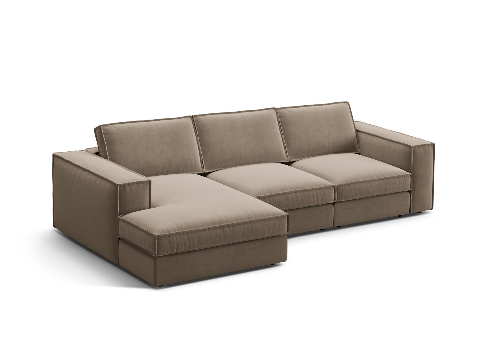 Velvet Modular Left Corner Sofa, "Pola", 3 Seats, 284x158x88