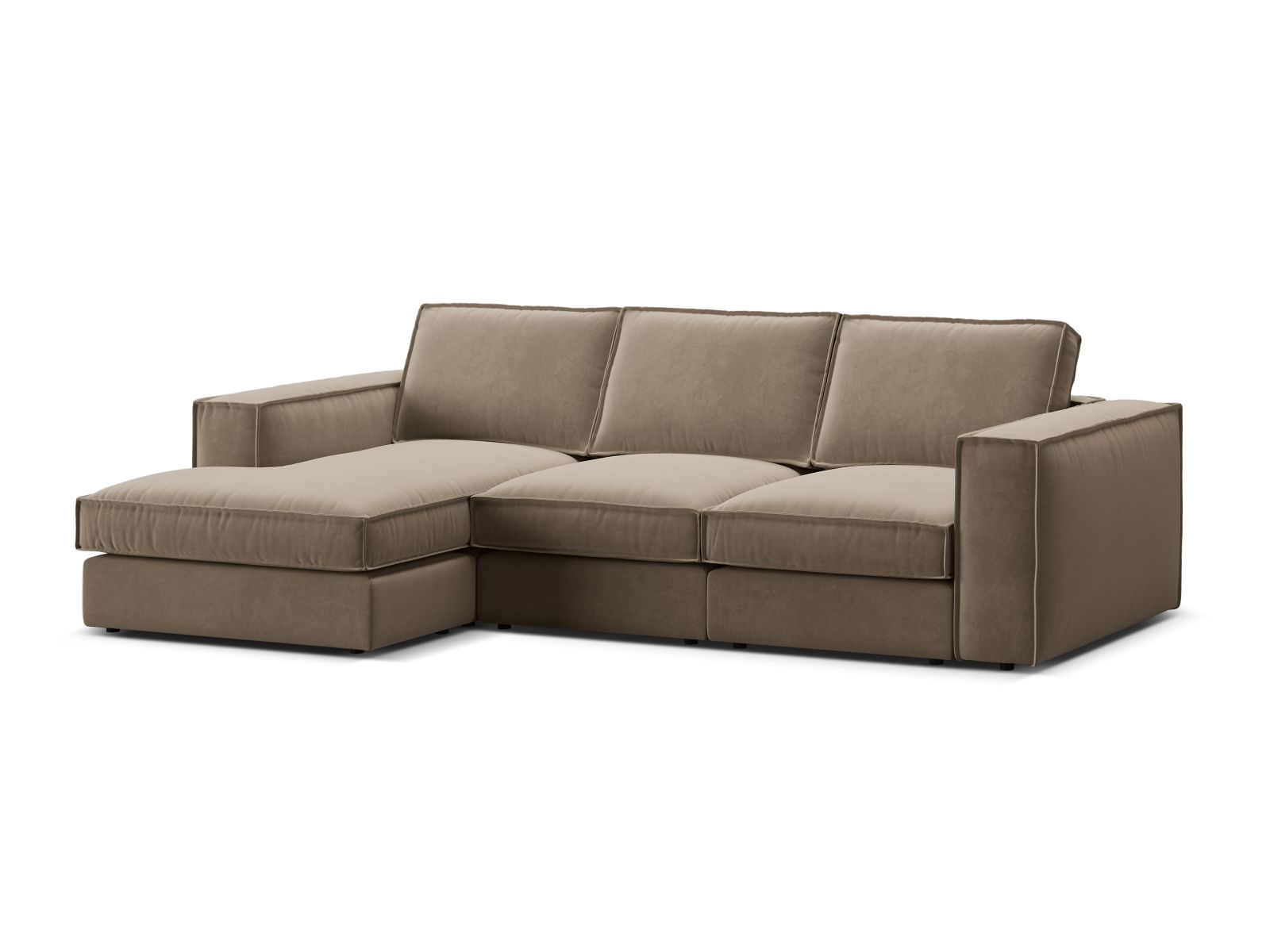 Velvet Modular Left Corner Sofa, "Pola", 3 Seats, 284x158x88