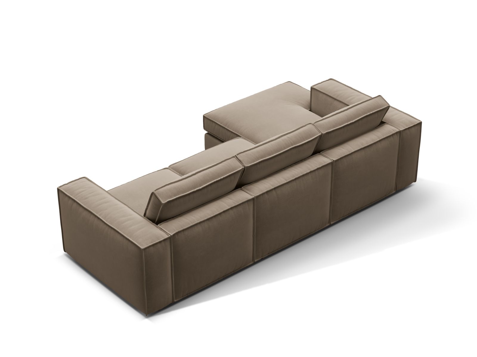 Velvet Modular Left Corner Sofa, "Pola", 3 Seats, 284x158x88