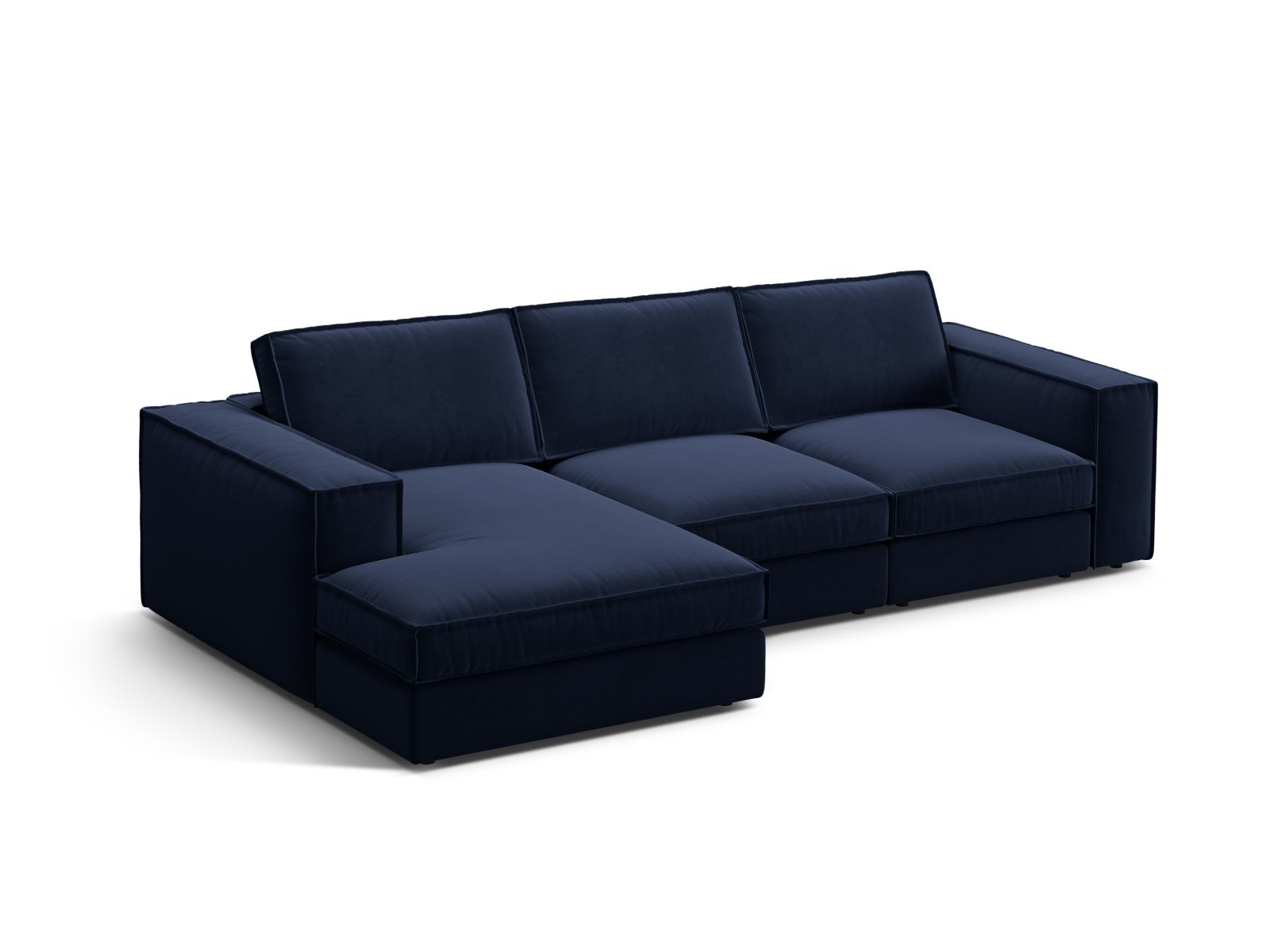 Velvet Modular Left Corner Sofa, "Pola", 3 Seats, 284x158x88