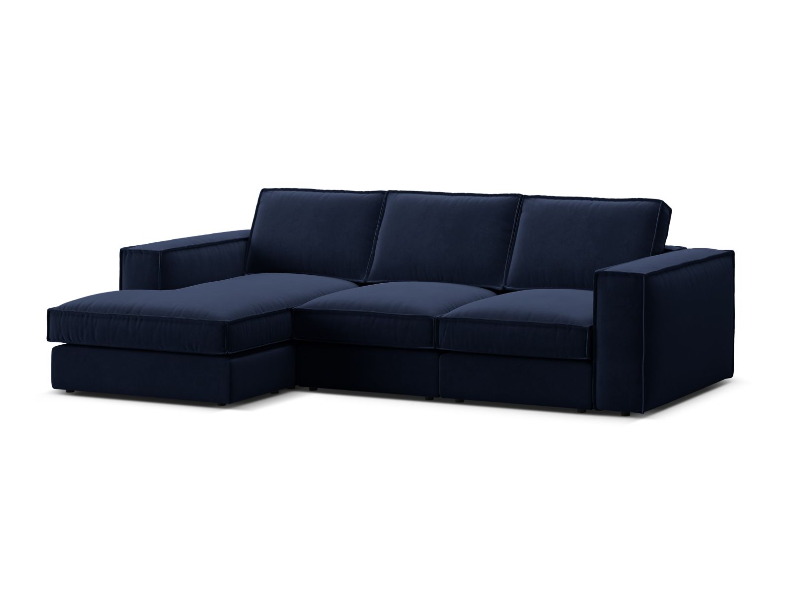 Velvet Modular Left Corner Sofa, "Pola", 3 Seats, 284x158x88