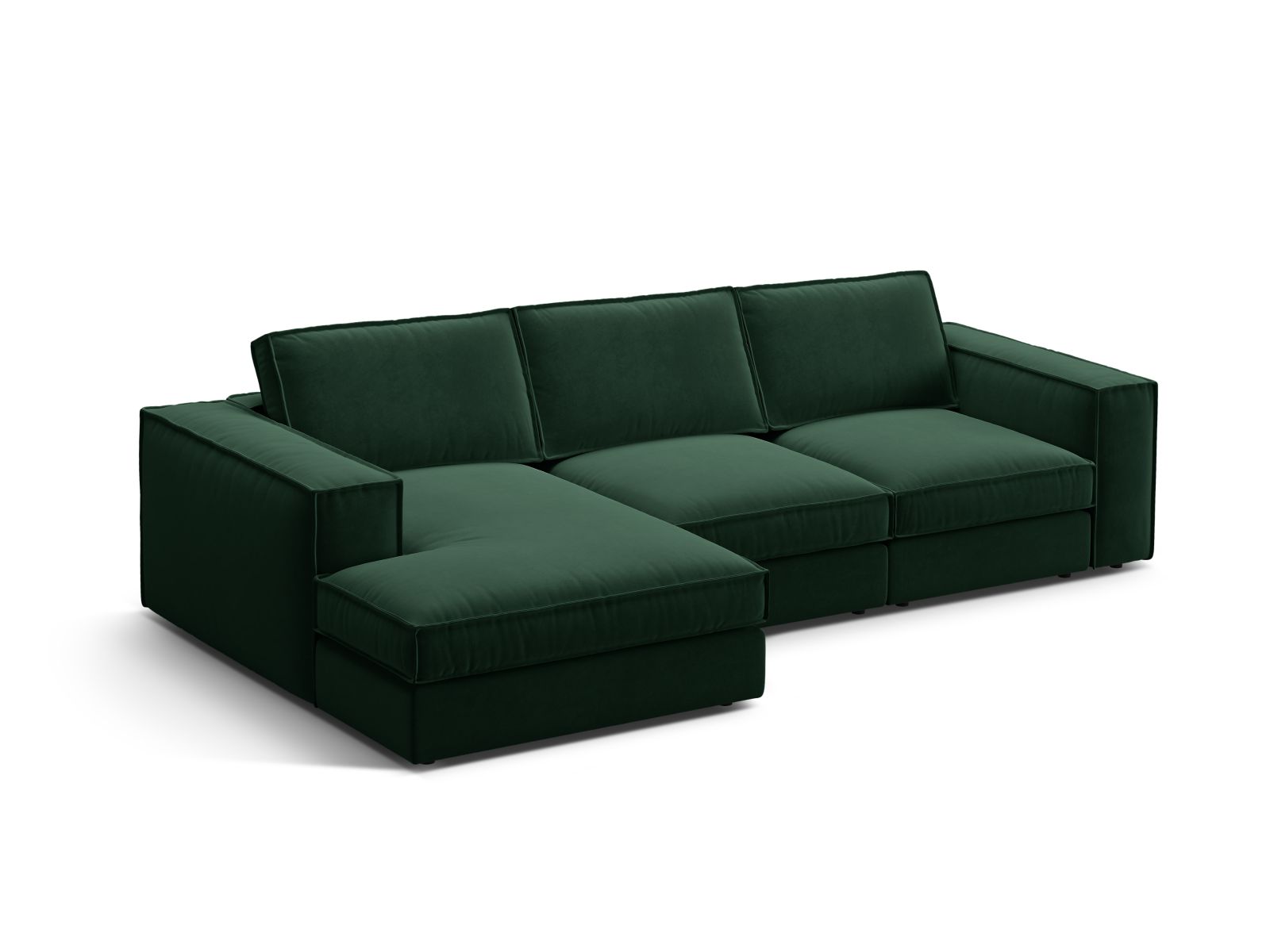 Velvet Modular Left Corner Sofa, "Pola", 3 Seats, 284x158x88