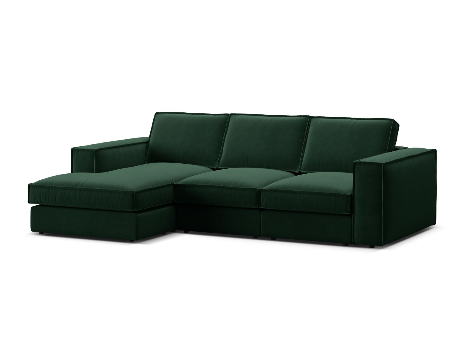 Velvet Modular Left Corner Sofa, "Pola", 3 Seats, 284x158x88