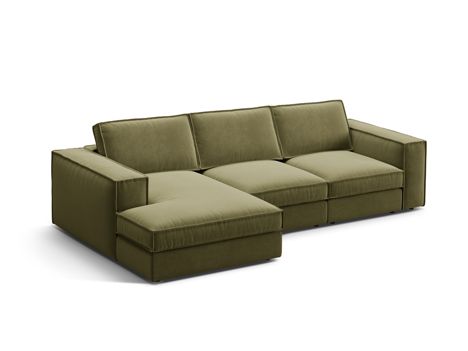 Velvet Modular Left Corner Sofa, "Pola", 3 Seats, 284x158x88