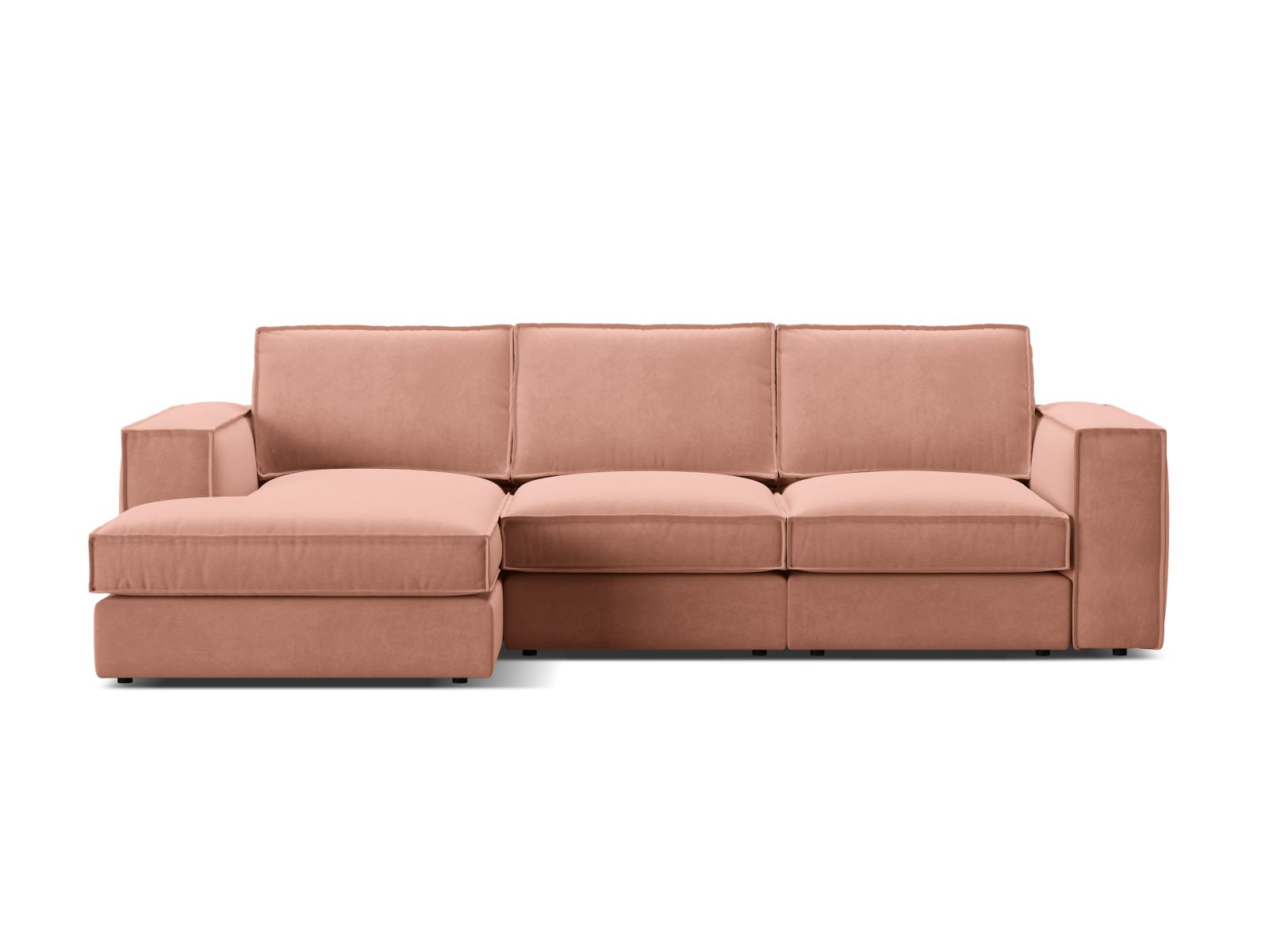 Velvet Modular Left Corner Sofa, "Pola", 3 Seats, 284x158x88