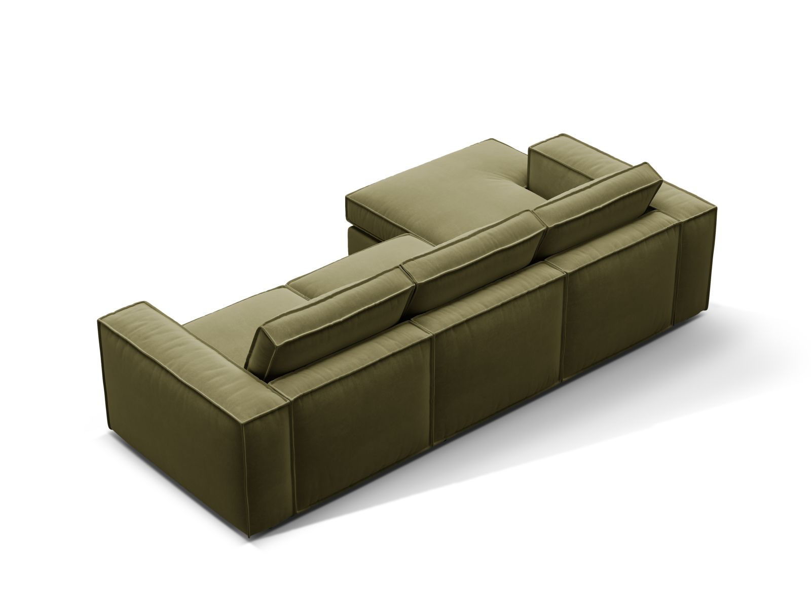 Velvet Modular Left Corner Sofa, "Pola", 3 Seats, 284x158x88