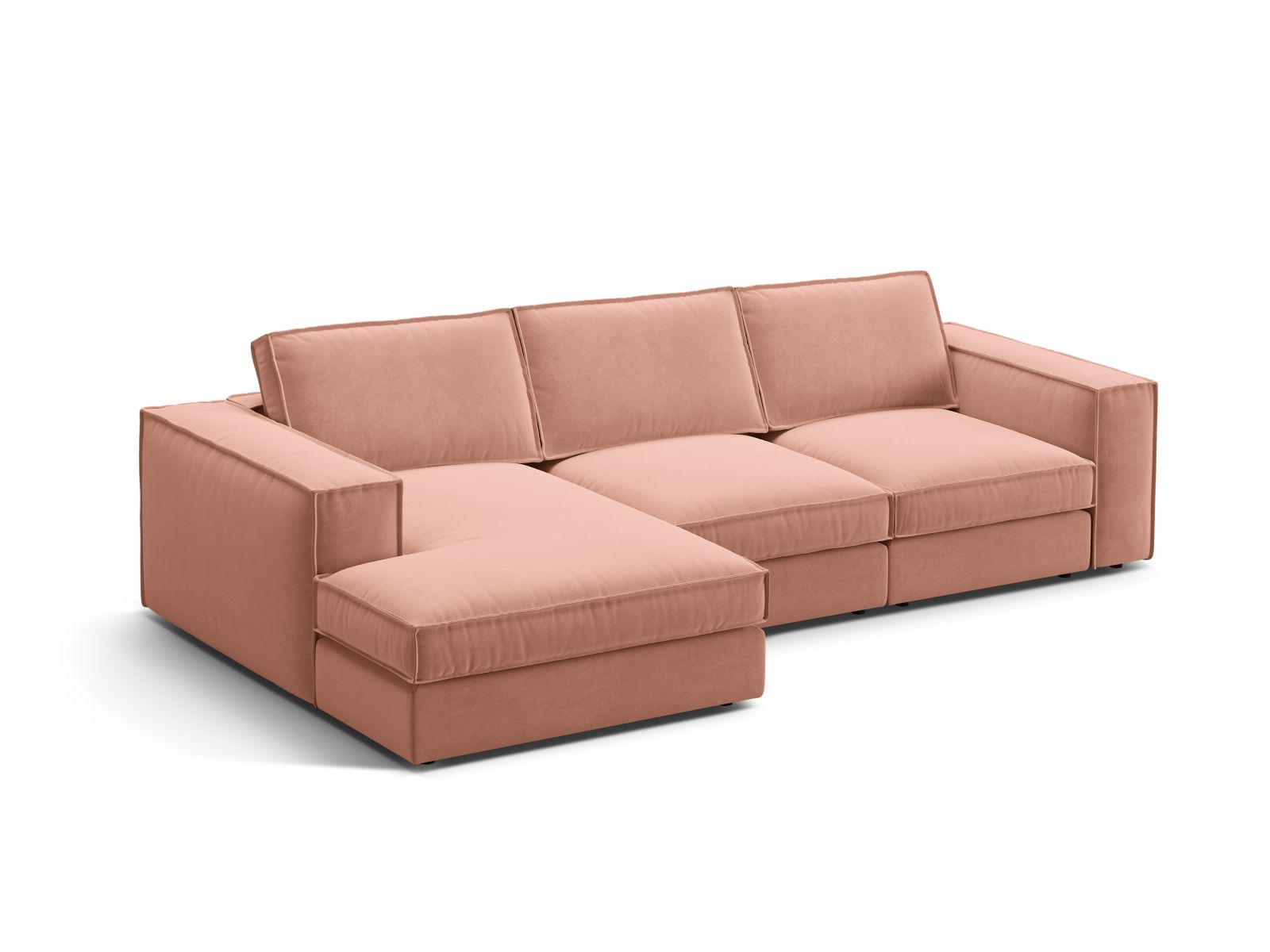 Velvet Modular Left Corner Sofa, "Pola", 3 Seats, 284x158x88