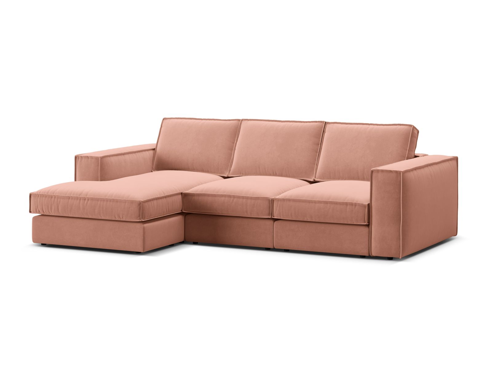 Velvet Modular Left Corner Sofa, "Pola", 3 Seats, 284x158x88