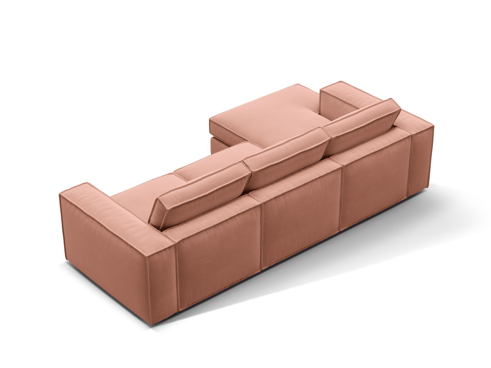 Velvet Modular Left Corner Sofa, "Pola", 3 Seats, 284x158x88