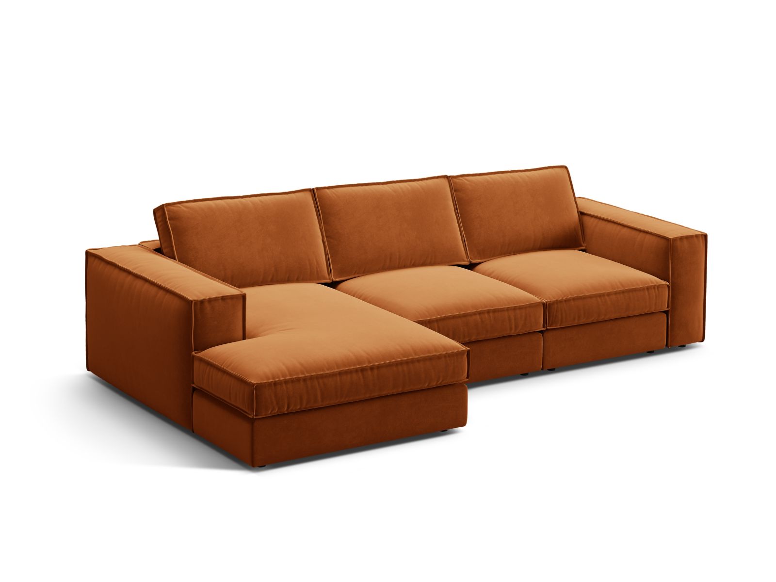 Velvet Modular Left Corner Sofa, "Pola", 3 Seats, 284x158x88