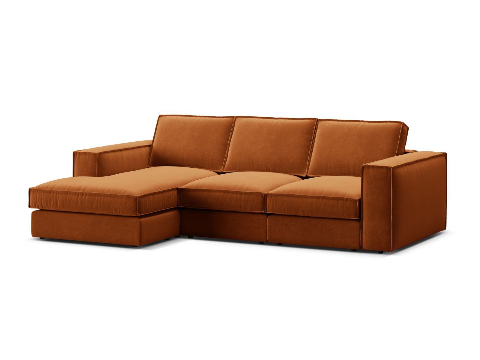 Velvet Modular Left Corner Sofa, "Pola", 3 Seats, 284x158x88