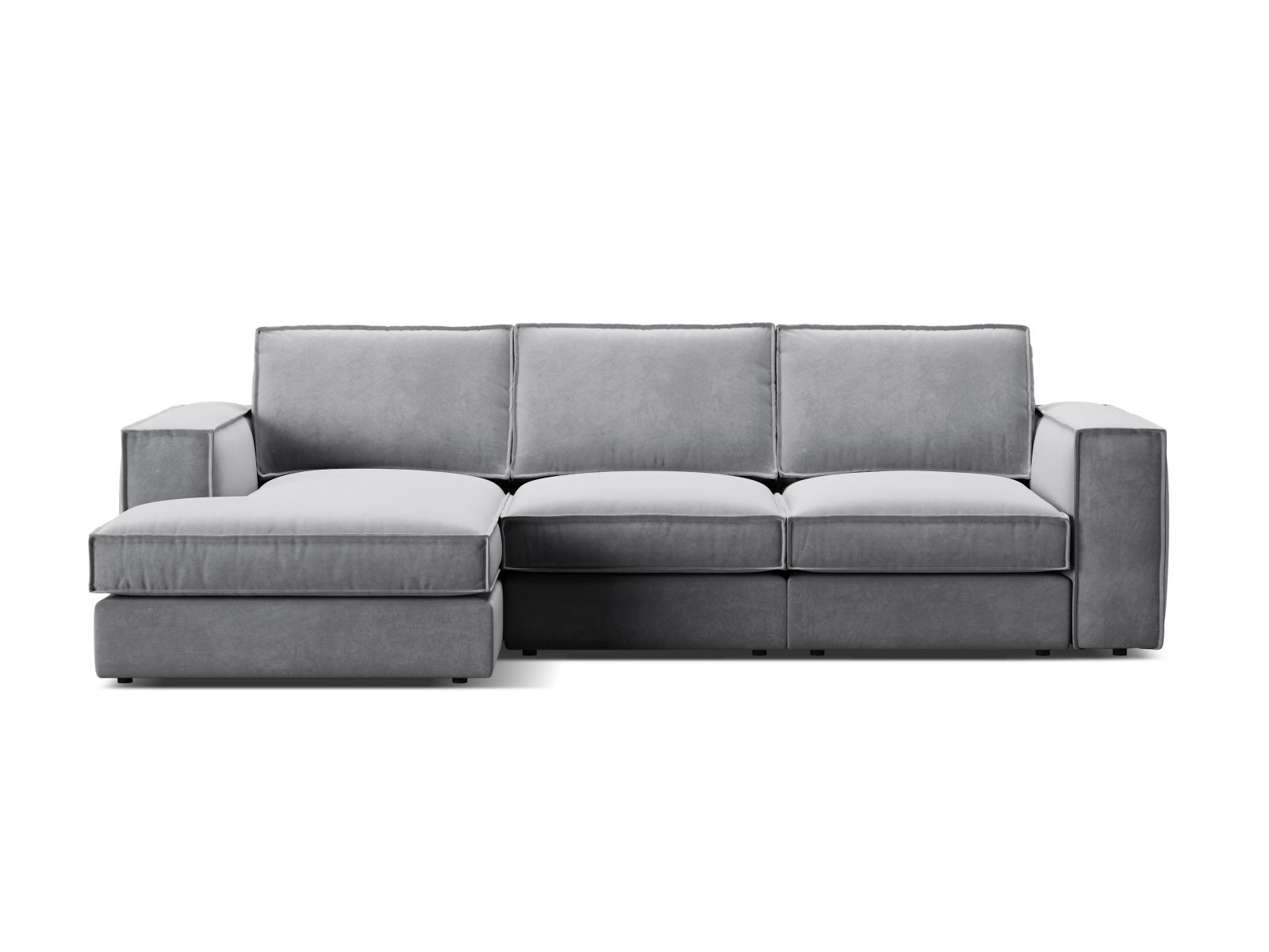 Velvet Modular Left Corner Sofa, "Pola", 3 Seats, 284x158x88