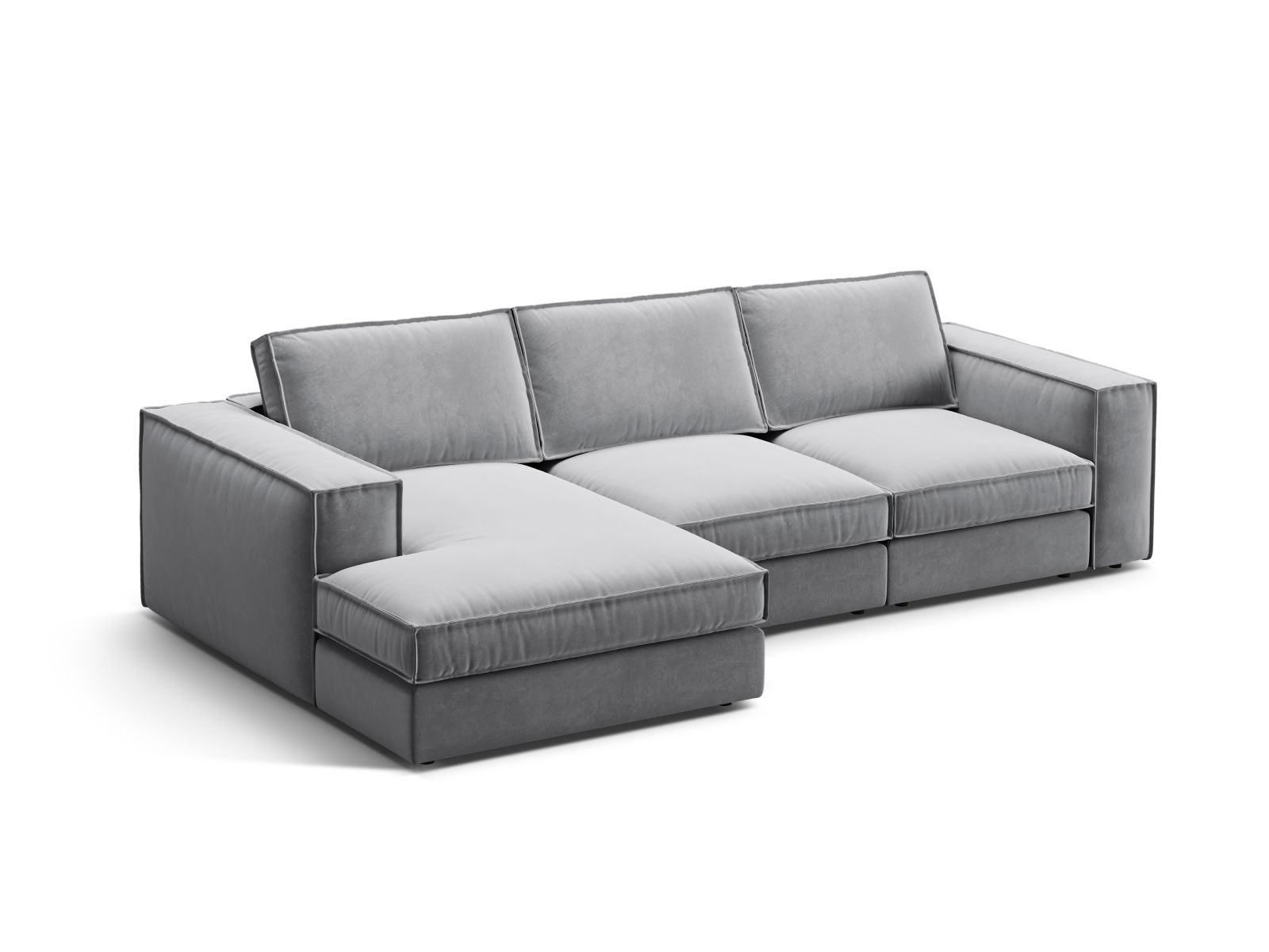 Velvet Modular Left Corner Sofa, "Pola", 3 Seats, 284x158x88